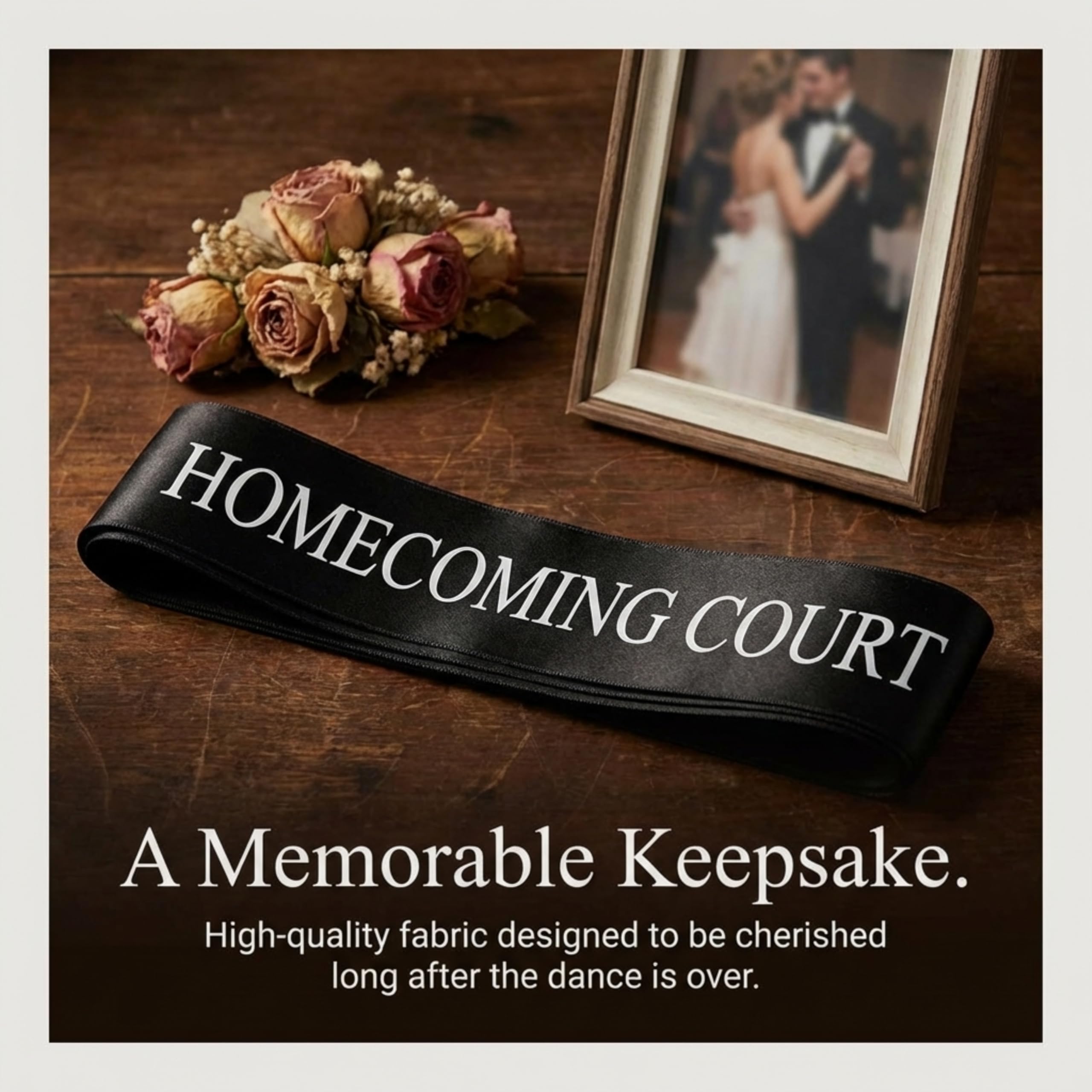 Anderson's 10 Piece Court Sash Set, 1 White King Sash, 1 White Queen Sash, 8 Black Court Sashes, 72 in Long, Homecoming Sashes for High School Dance King, Queen, Homecoming Court - Image 4