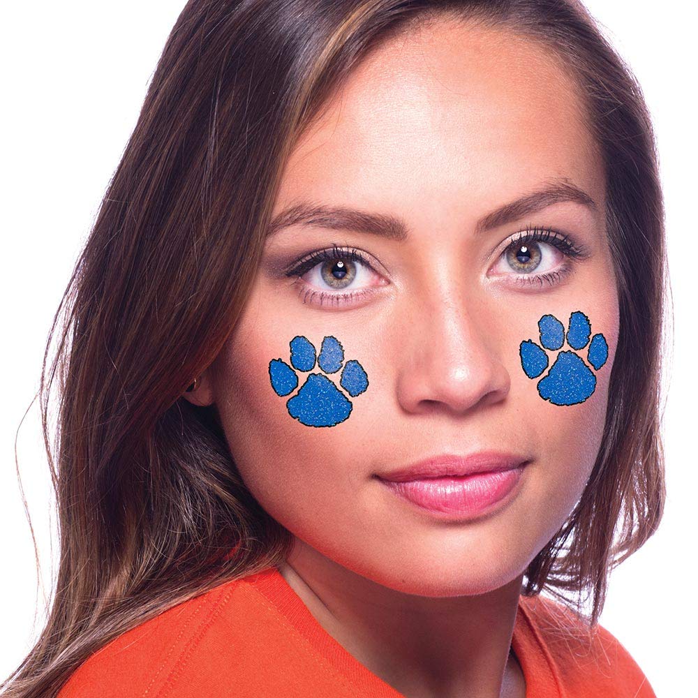 Anderson's 100-Piece Blue Glitter Paw Body Decal Set, Tattoos, Cheek Cheers, Fan Gear, Sports Fan Gear,School Spirit, Football Cheerleader Accessories, Homecoming - Image 2