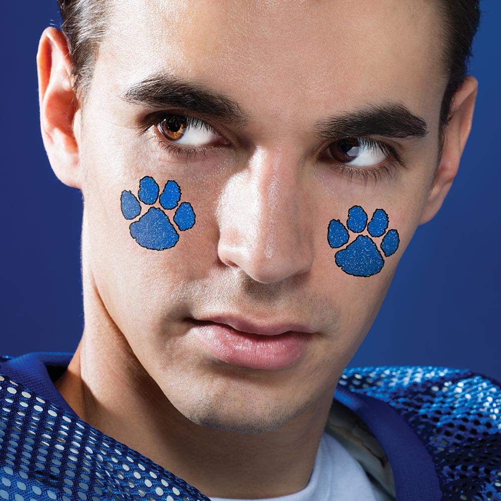 Anderson's 100-Piece Blue Glitter Paw Body Decal Set, Tattoos, Cheek Cheers, Fan Gear, Sports Fan Gear,School Spirit, Football Cheerleader Accessories, Homecoming - Image 3