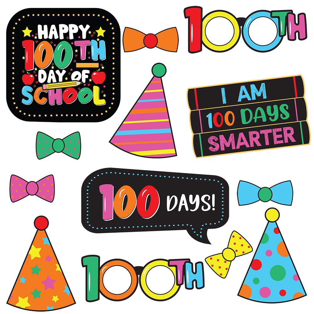 Anderson’s 100th Day of School Black Photo Booth Kit, Includes Large Cardboard Booth & 13 Props for Classroom Celebrations, Student Milestones, School Events, and Fun Photo Ops, Easy Assembly - Image 3