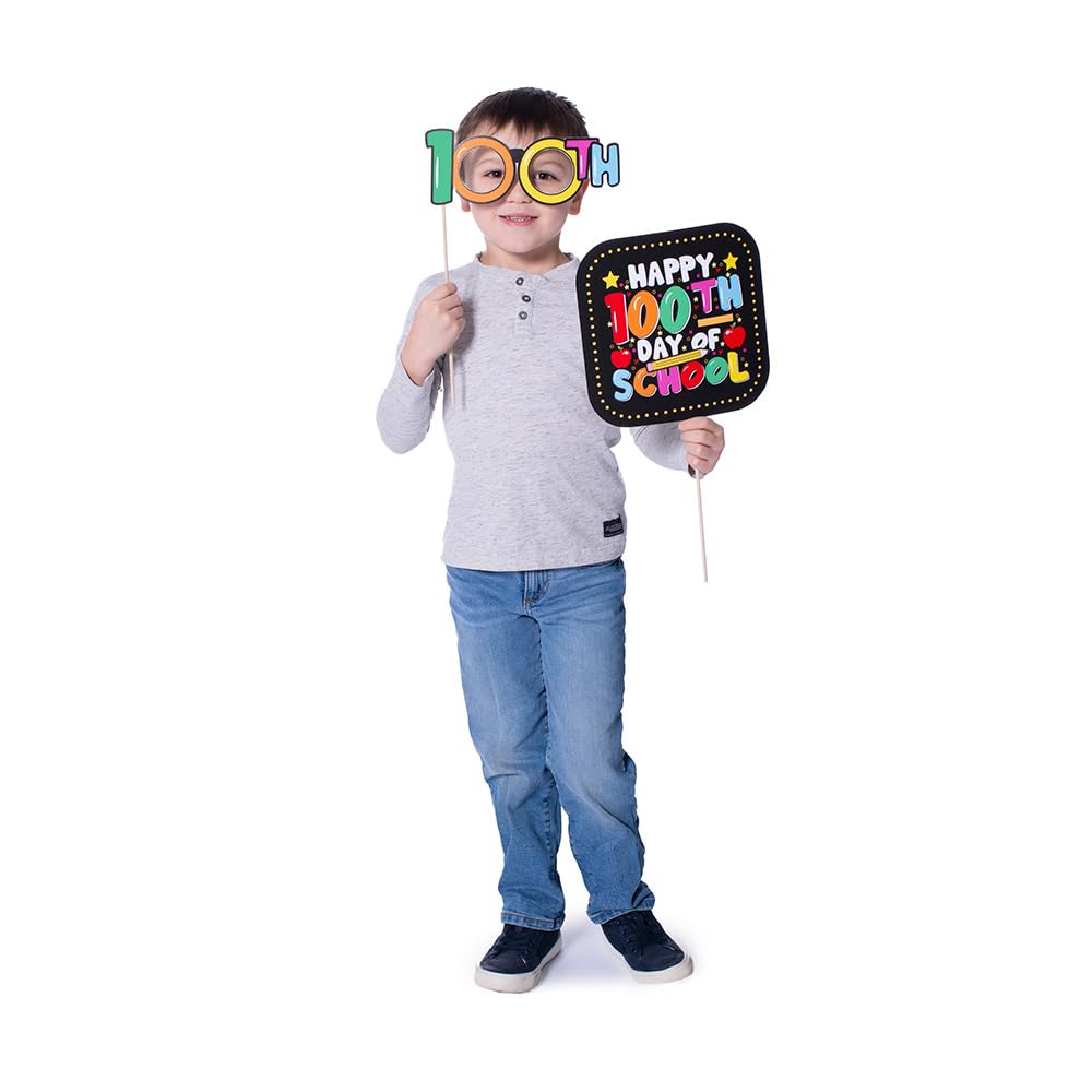 Anderson’s 100th Day of School Black Photo Booth Kit, Includes Large Cardboard Booth & 13 Props for Classroom Celebrations, Student Milestones, School Events, and Fun Photo Ops, Easy Assembly - Image 4