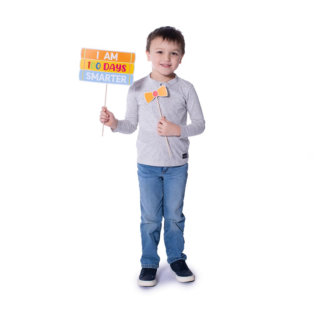 Anderson’s 100th Day of School White Photo Booth Kit, Includes Large Cardboard Booth & 13 Props for Classroom Celebrations, Student Milestones, School Events, and Fun Photo Ops, Easy Assembly - Image 3