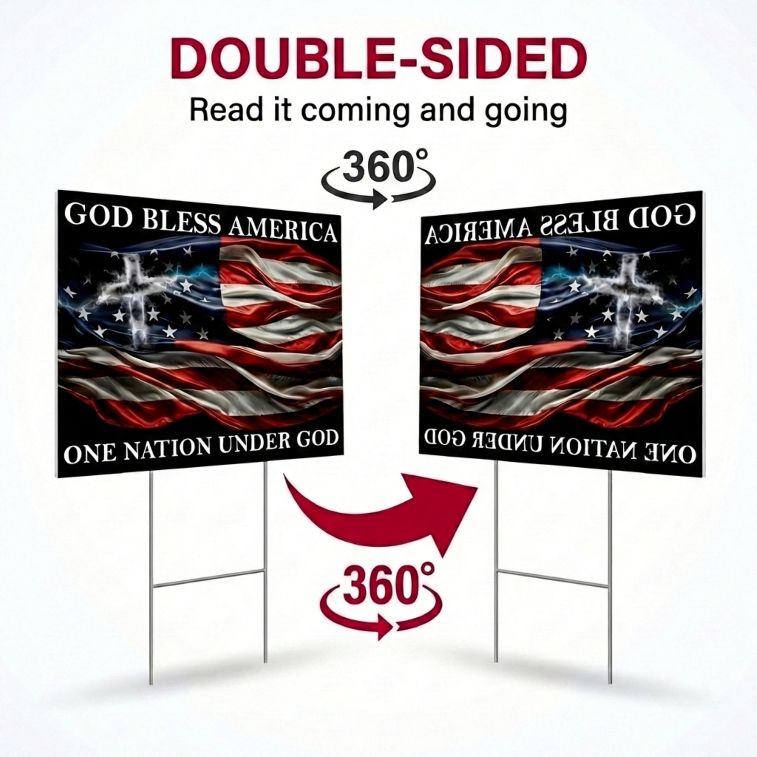 Anderson’s 17x12.5" God Bless America Yard Sign, Double‑Sided Inspriational, Religous, Christian Patriotic Outdoor Display with 15" H‑Stake for Homes, Churches and Community Spaces - Image 4