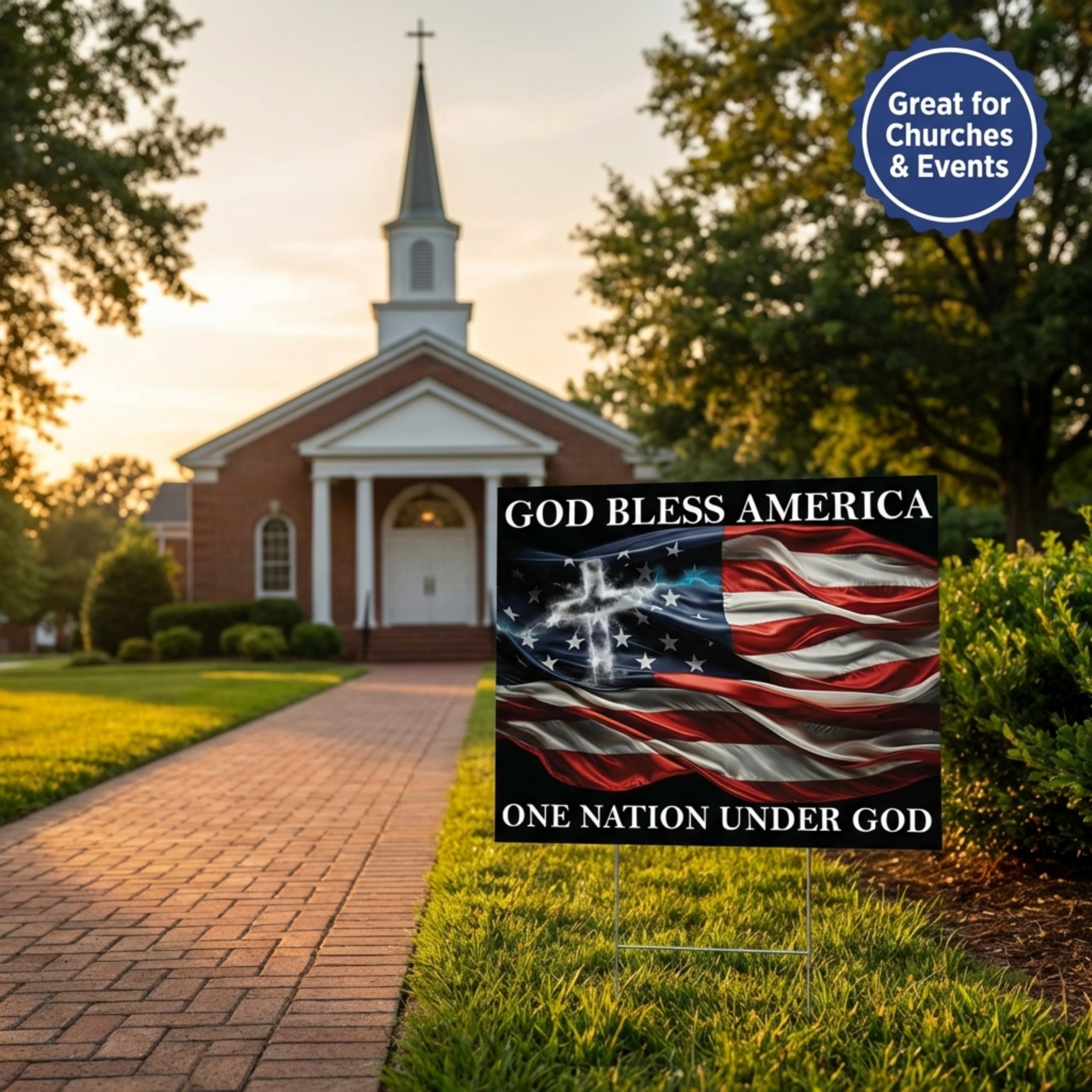 Anderson’s 17x12.5" God Bless America Yard Sign, Double‑Sided Inspriational, Religous, Christian Patriotic Outdoor Display with 15" H‑Stake for Homes, Churches and Community Spaces - Image 6