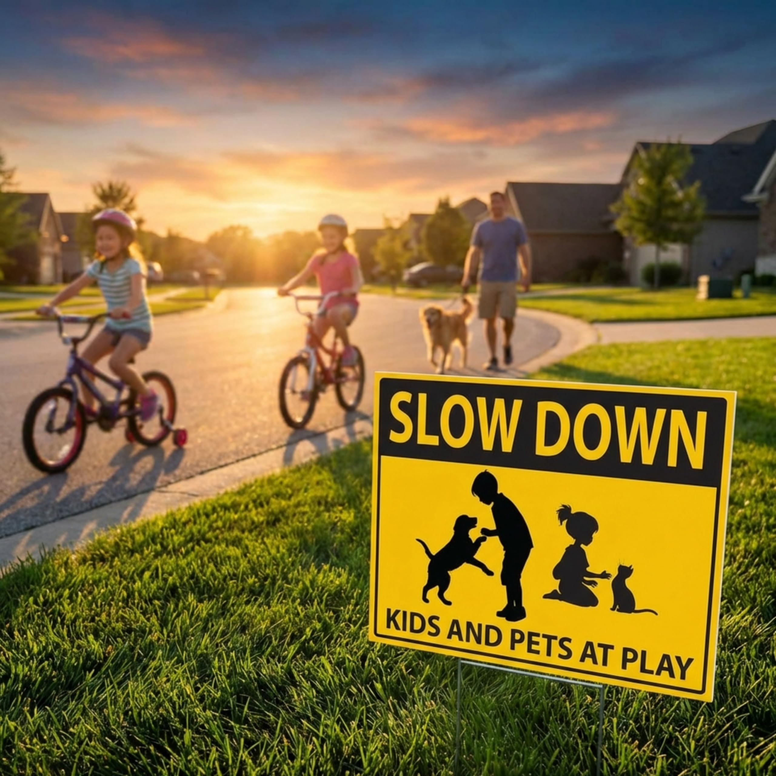 Anderson’s 17x12.5" Slow Down Kids and Pets at Play Yard Sign, Double‑Sided High‑Visibility Safety Sign with 15" H‑Stake for Neighborhood Streets, Driveways and Community Areas - Image 5