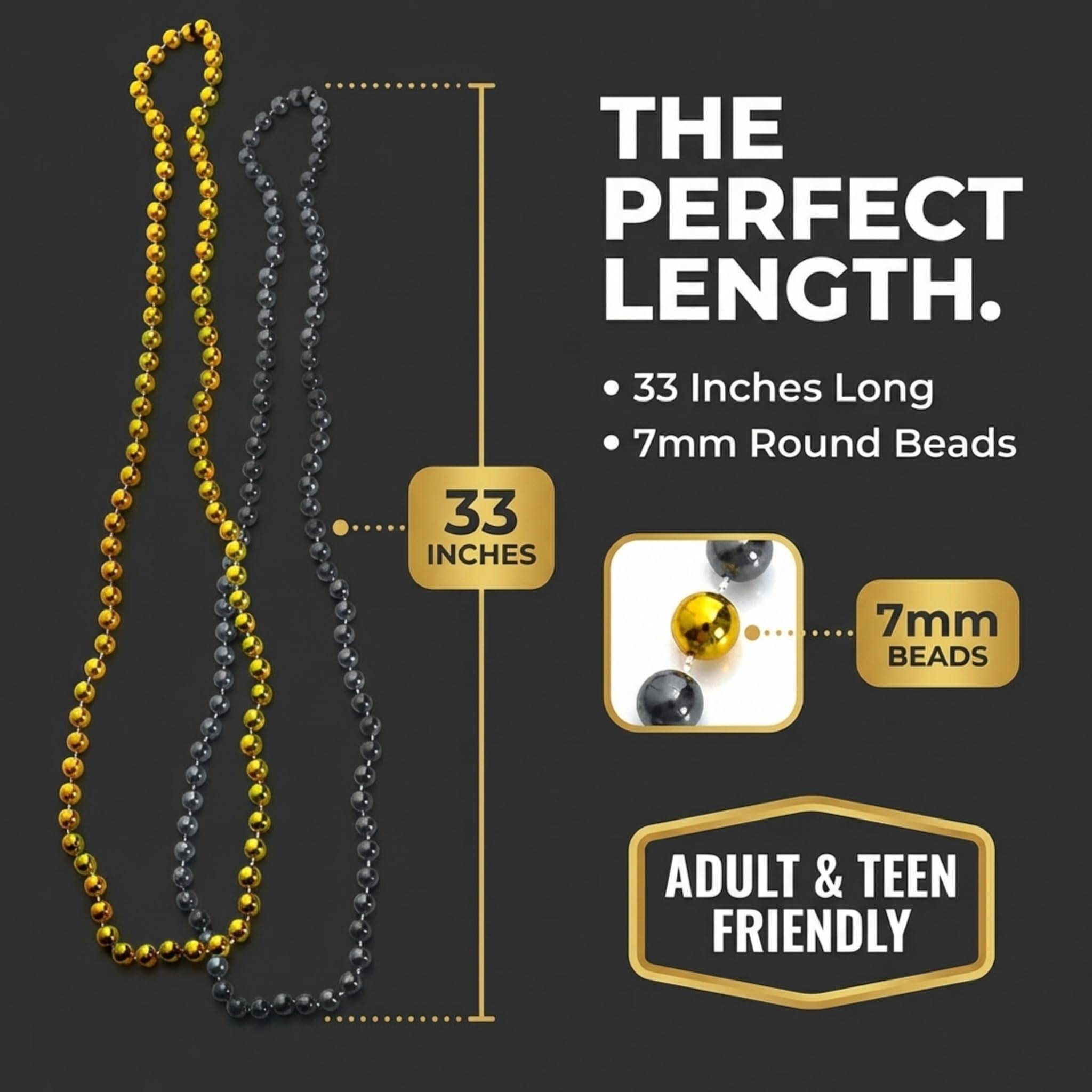 Anderson's 24-Piece Round Bead Sets, 33 Inches, Fan Gear, Birthdays, Homecoming, Game Days, Holidays - Image 2