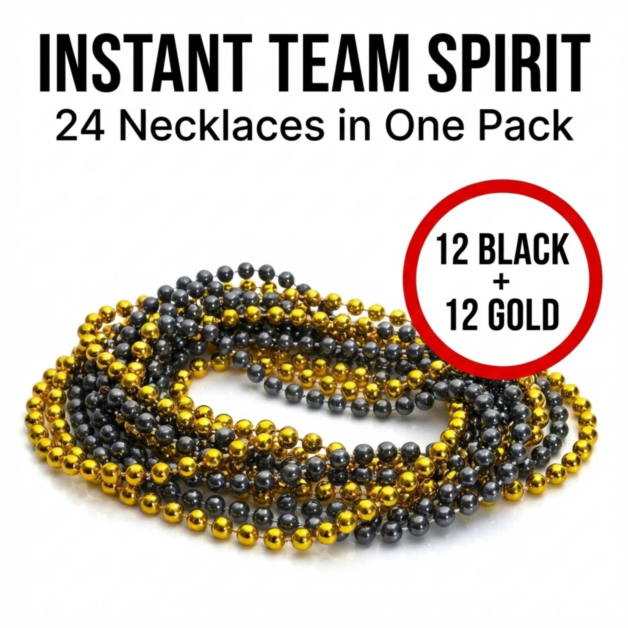 Anderson's 24-Piece Round Bead Sets, 33 Inches, Fan Gear, Birthdays, Homecoming, Game Days, Holidays - Image 3