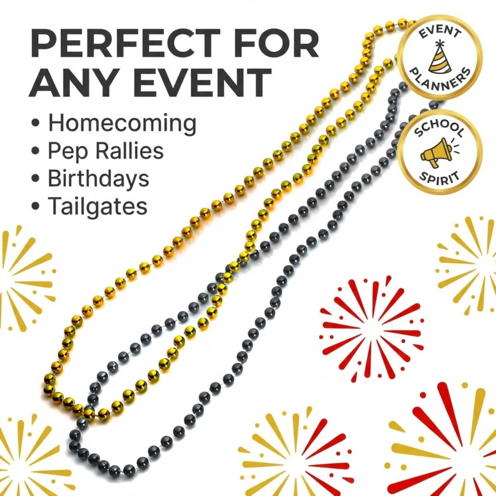 Anderson's 24-Piece Round Bead Sets, 33 Inches, Fan Gear, Birthdays, Homecoming, Game Days, Holidays - Image 6