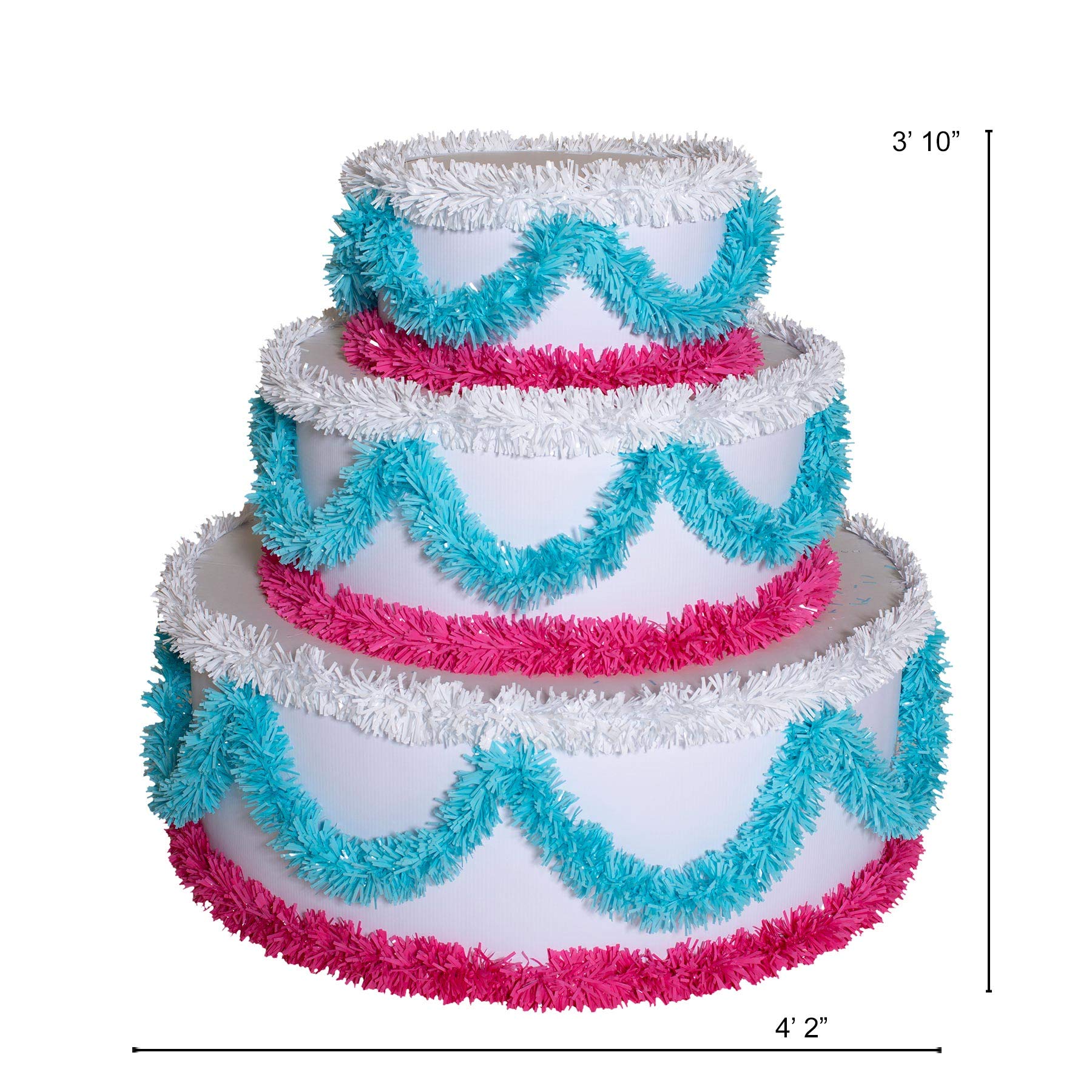 Anderson's 3-Tier Pink & Blue Trim Pop-Out Cake, Life-Size Jumbo Prop for Surprise Entrances, Weddings, Birthdays, Holidays, Stage Reveals, Photo Ops – Includes Tools, Reusable, 46" x 50" - Image 7