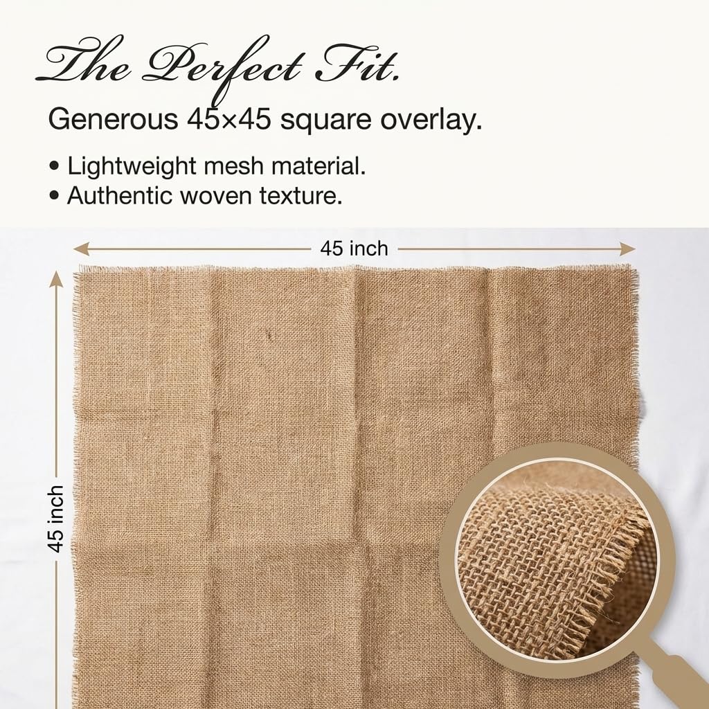 Anderson’s 45" x 45" Burlap Square Table Overlay, Rustic Décor for Weddings, Baby Showers, Gender Reveals, Prom, Homecoming, Graduation, Engagements, Retirement Celebrations, Holiday Gatherings & More - Image 3