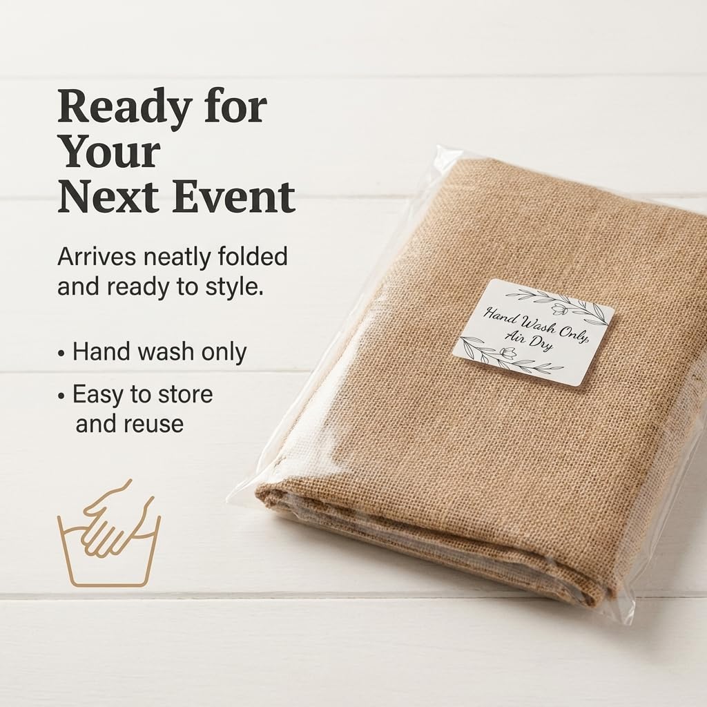 Anderson’s 45" x 45" Burlap Square Table Overlay, Rustic Décor for Weddings, Baby Showers, Gender Reveals, Prom, Homecoming, Graduation, Engagements, Retirement Celebrations, Holiday Gatherings & More - Image 7