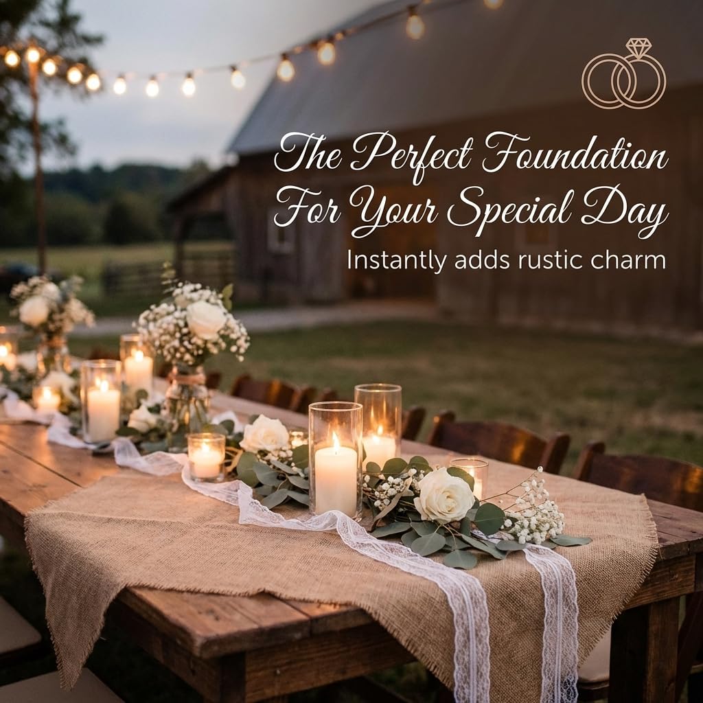 Anderson’s 45" x 45" Burlap Square Table Overlay, Rustic Décor for Weddings, Baby Showers, Gender Reveals, Prom, Homecoming, Graduation, Engagements, Retirement Celebrations, Holiday Gatherings & More - Image 9