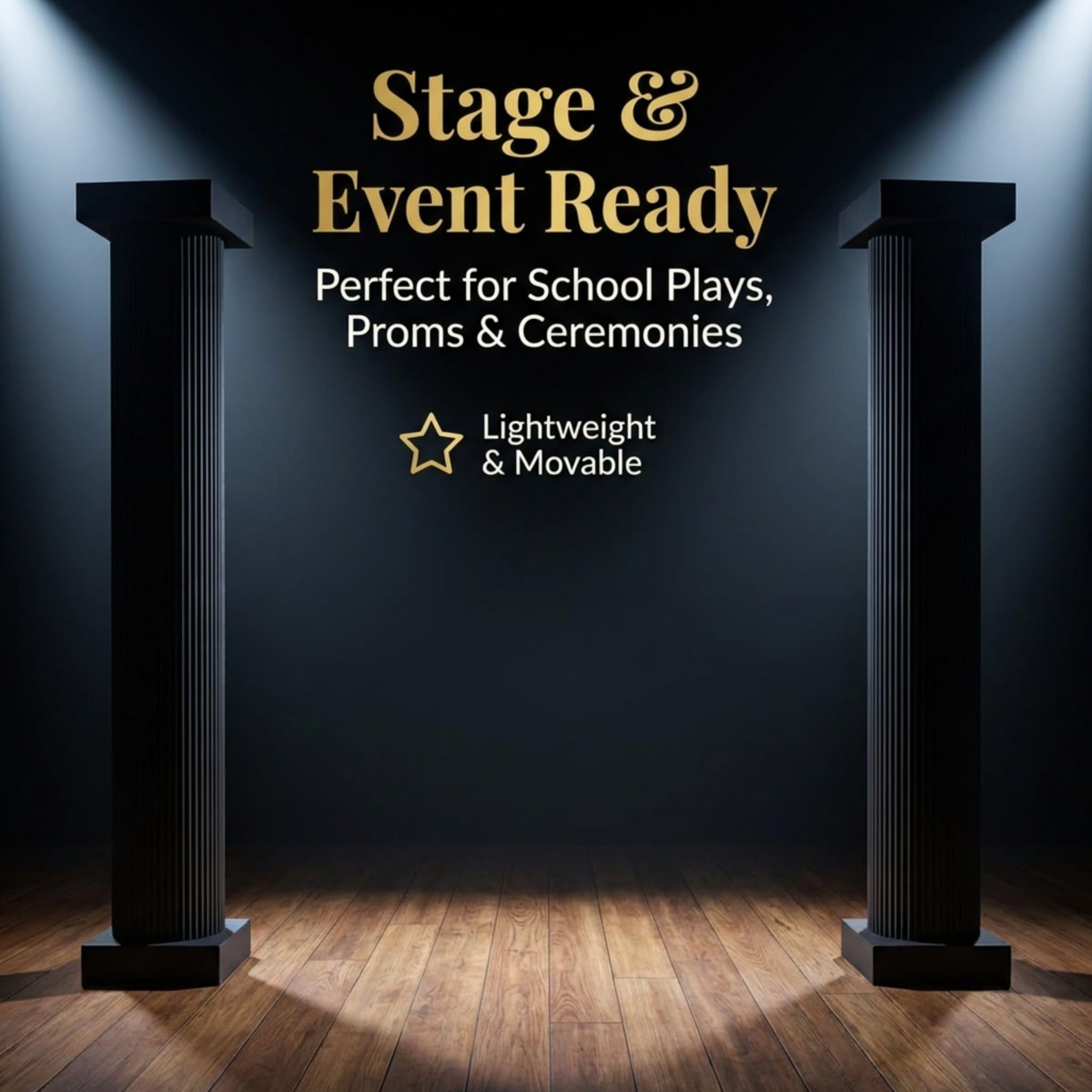 Anderson's 8 Foot Black Traditional Columns Kit, Set of 2, Decorations, Props, Photo Booth, Photo Ops, Prom, Homecoming, Event Décor - Image 5