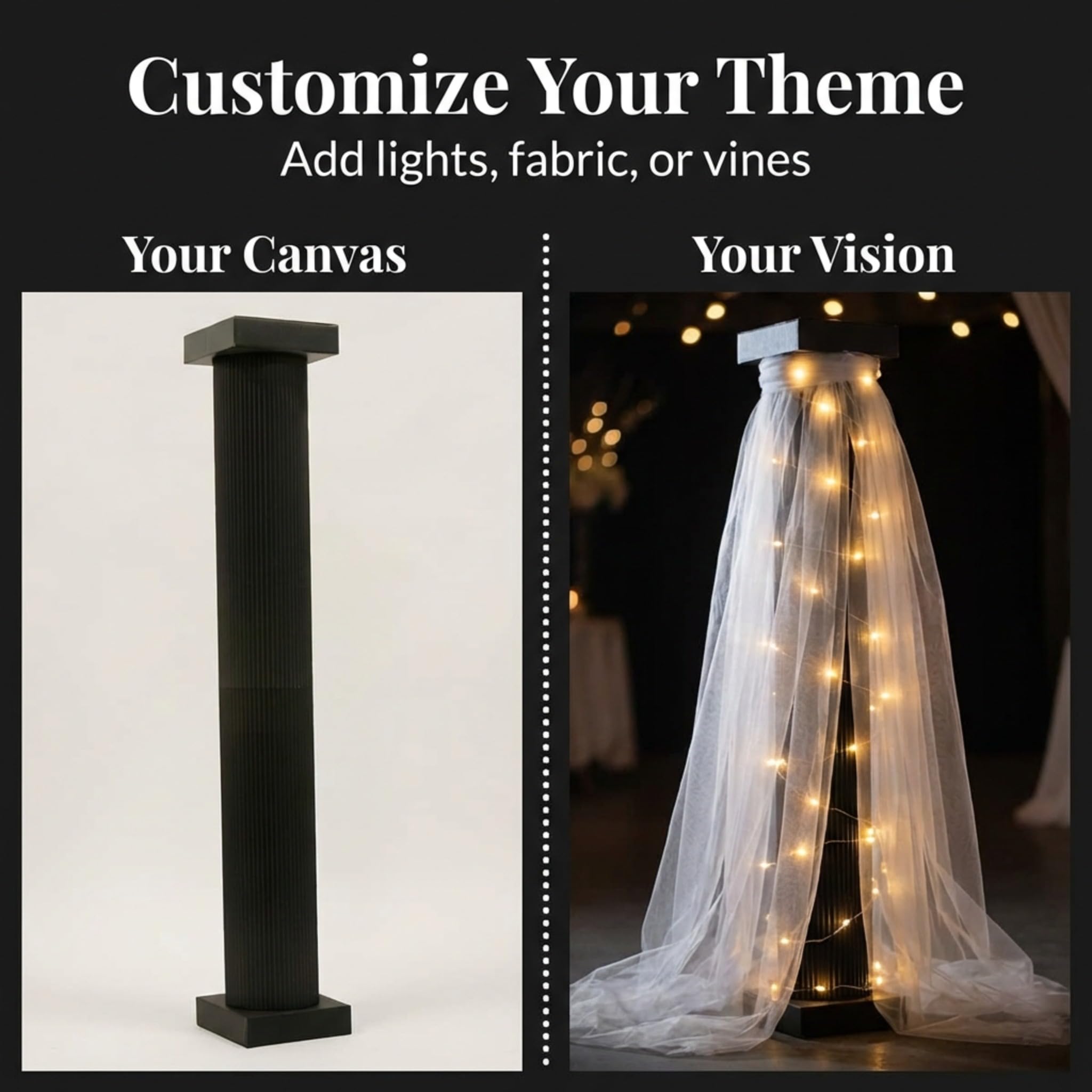 Anderson's 8 Foot Black Traditional Columns Kit, Set of 2, Decorations, Props, Photo Booth, Photo Ops, Prom, Homecoming, Event Décor - Image 6