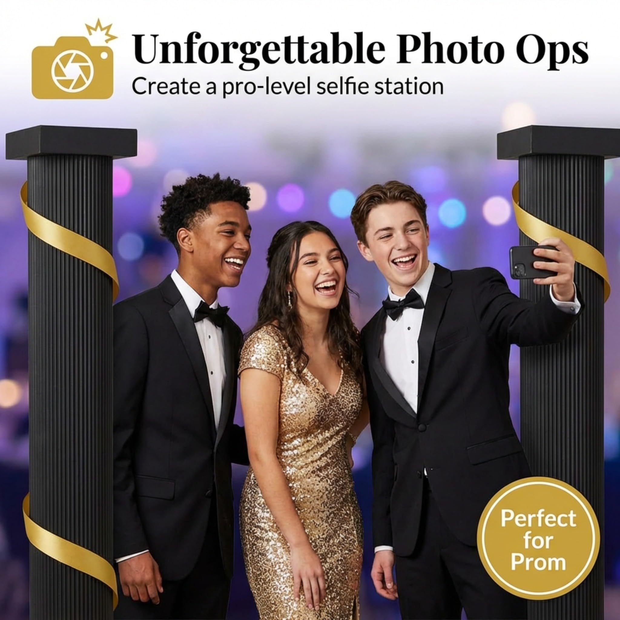Anderson's 8 Foot Black Traditional Columns Kit, Set of 2, Decorations, Props, Photo Booth, Photo Ops, Prom, Homecoming, Event Décor - Image 7