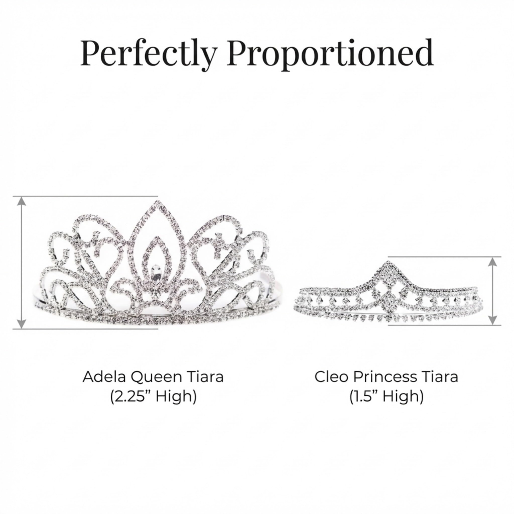 Anderson's Adela Queen & Cleo Princess Tiara Set, 5-Piece Silver Metal Crown Collection with Sparkling Clear Rhinestones, Adjustable Fit & Comfort Combs, Perfect for Prom, Homecoming, Weddings, Pageants, Quinceañeras, and Coronation Events - Image 5