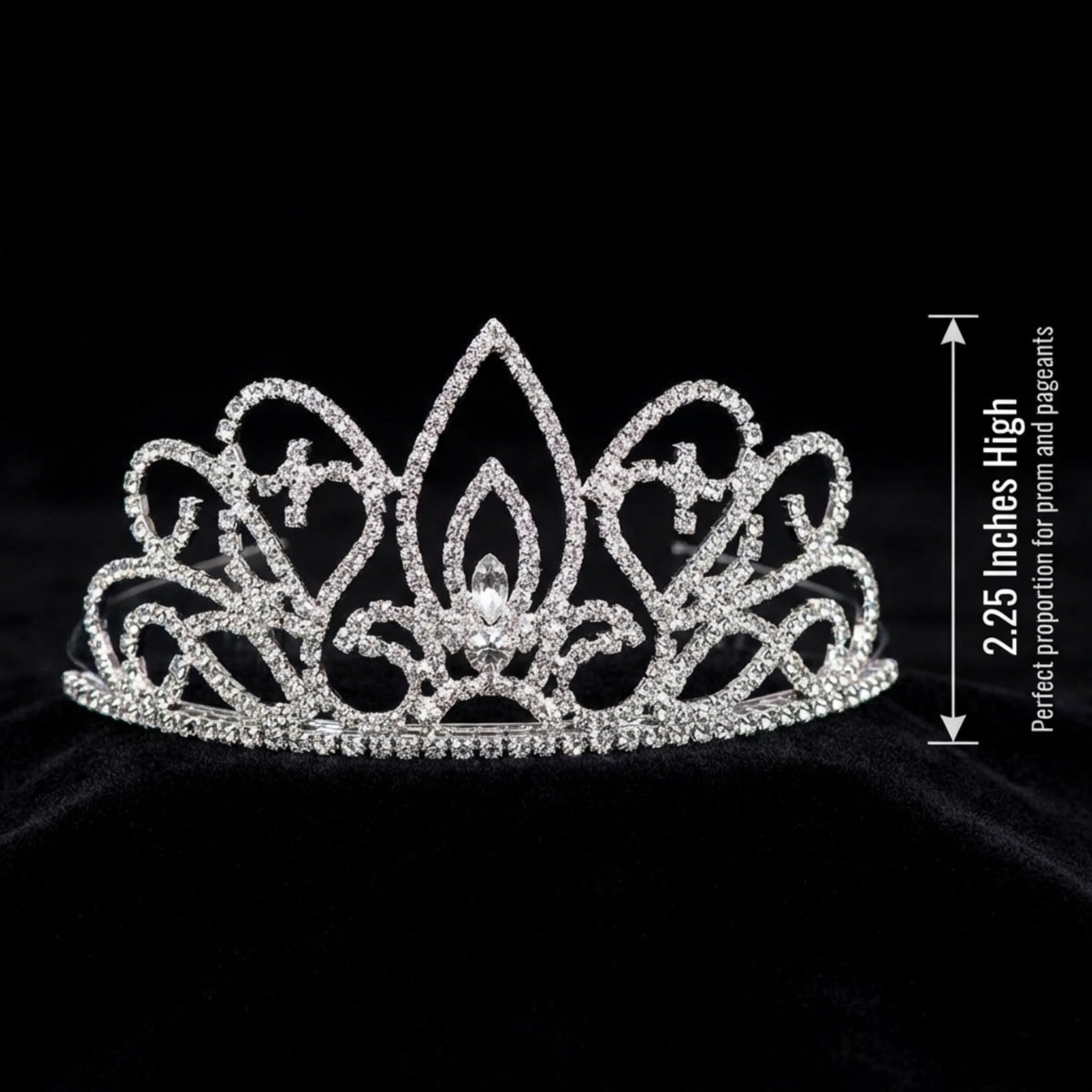 Anderson's Adela Rhinestone Tiara, 2 1/4" High Silver Crown with Sparkling Clear Crystals, Elegant Headpiece for Prom, Homecoming, Weddings, Pageants, Quinceañeras, and Special Occasions - Image 4