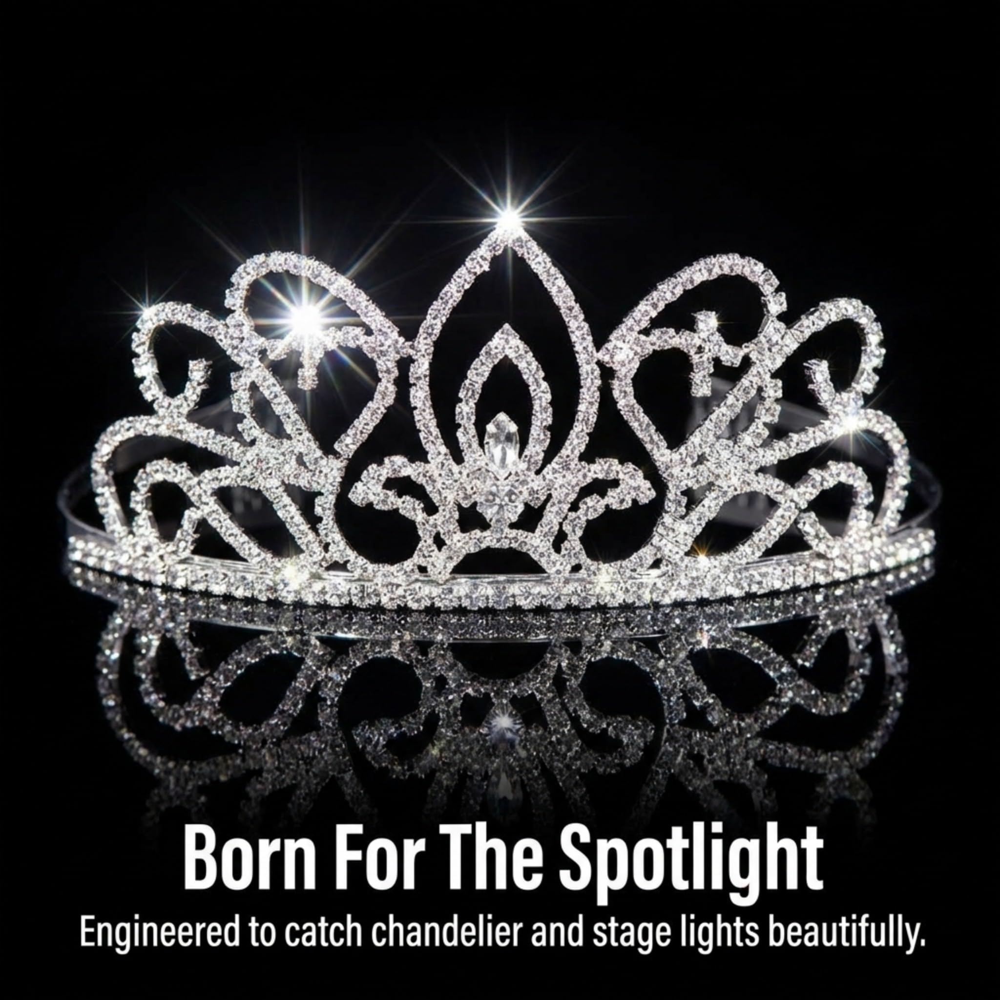 Anderson's Adela Rhinestone Tiara, 2 1/4" High Silver Crown with Sparkling Clear Crystals, Elegant Headpiece for Prom, Homecoming, Weddings, Pageants, Quinceañeras, and Special Occasions - Image 5