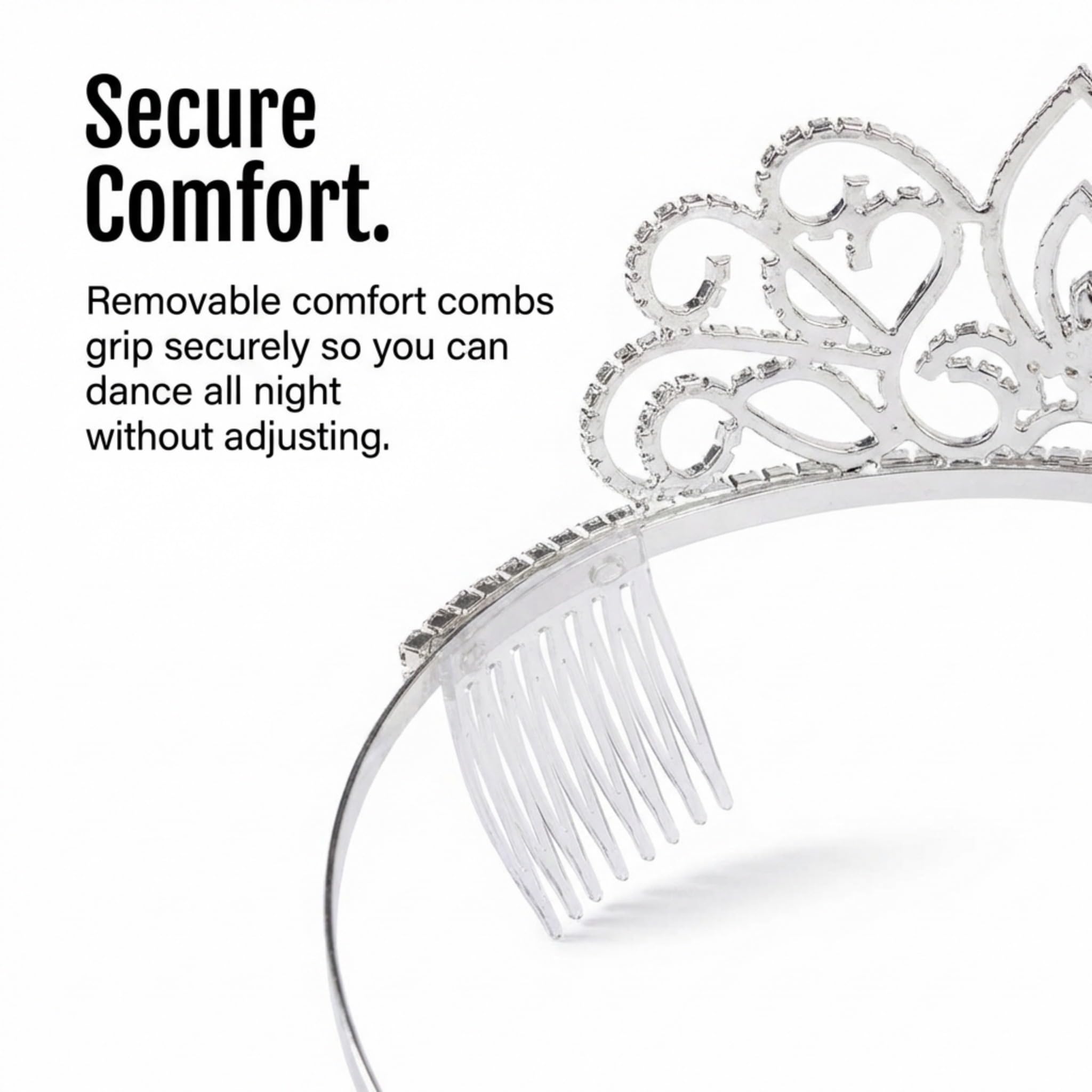 Anderson's Adela Rhinestone Tiara, 2 1/4" High Silver Crown with Sparkling Clear Crystals, Elegant Headpiece for Prom, Homecoming, Weddings, Pageants, Quinceañeras, and Special Occasions - Image 6