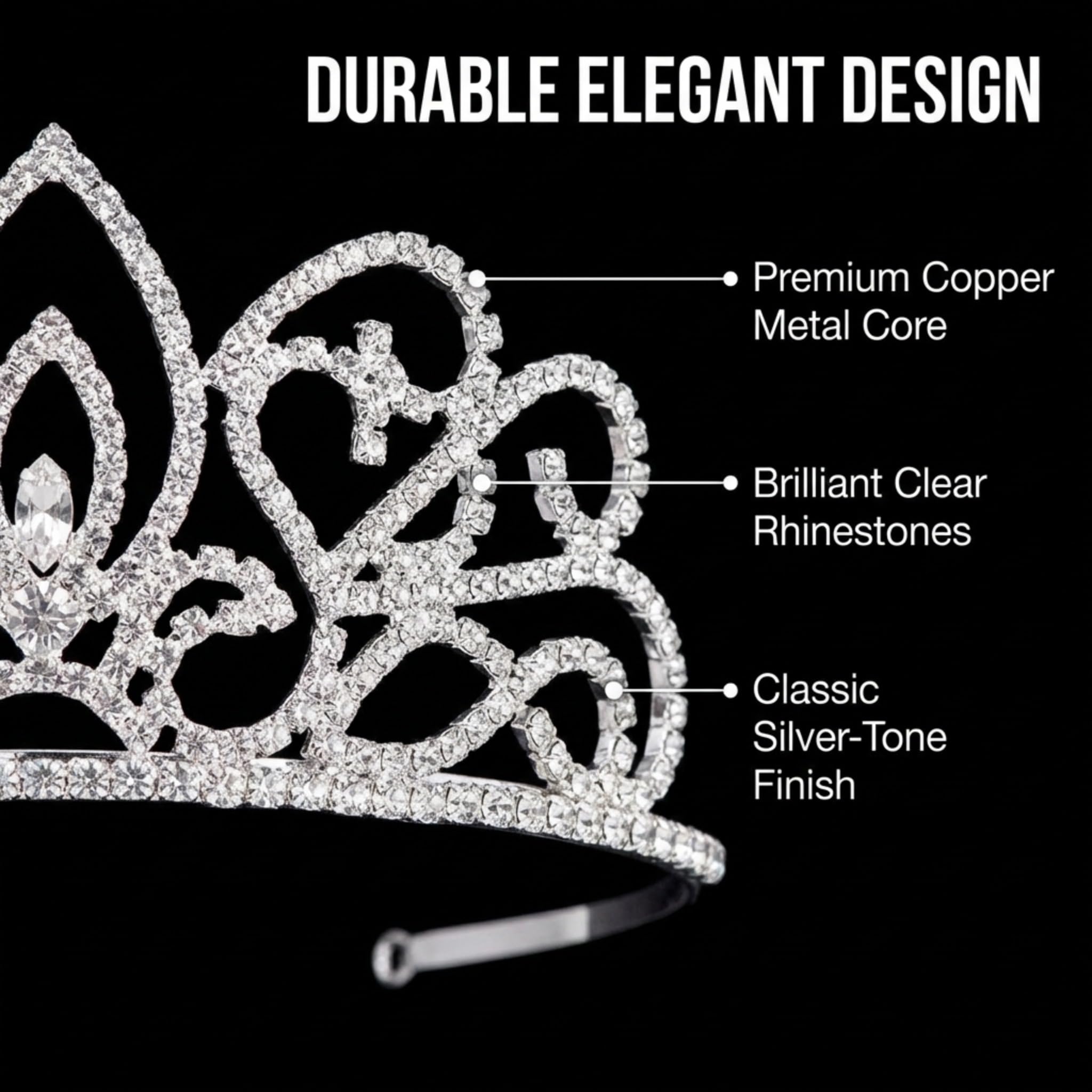 Anderson's Adela Rhinestone Tiara, 2 1/4" High Silver Crown with Sparkling Clear Crystals, Elegant Headpiece for Prom, Homecoming, Weddings, Pageants, Quinceañeras, and Special Occasions - Image 7
