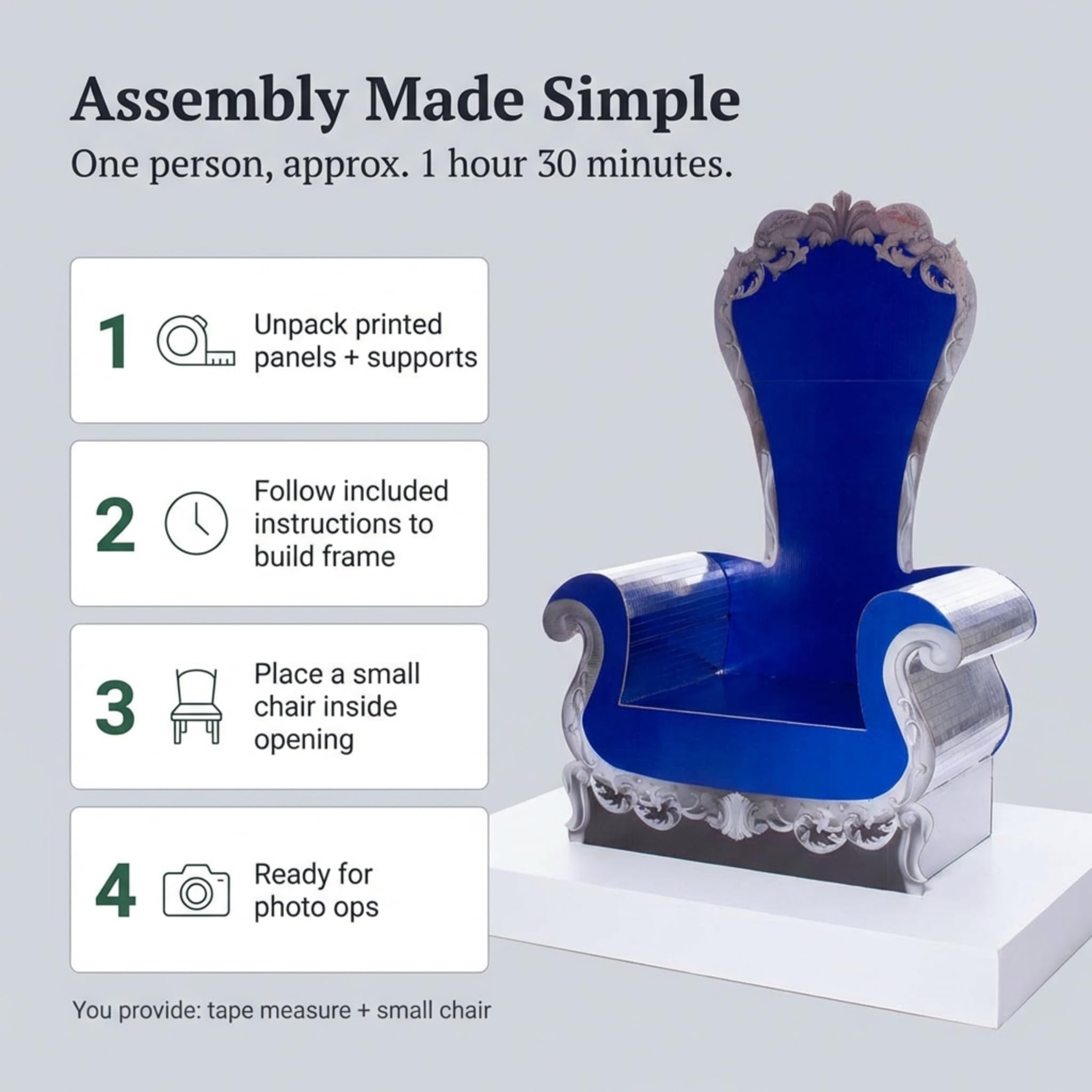 Anderson's Adult Blue Royalty Throne Kit, Coronation, Homecoming, Prom, Wedding, Birthday, Props, Photo Ops - Image 3