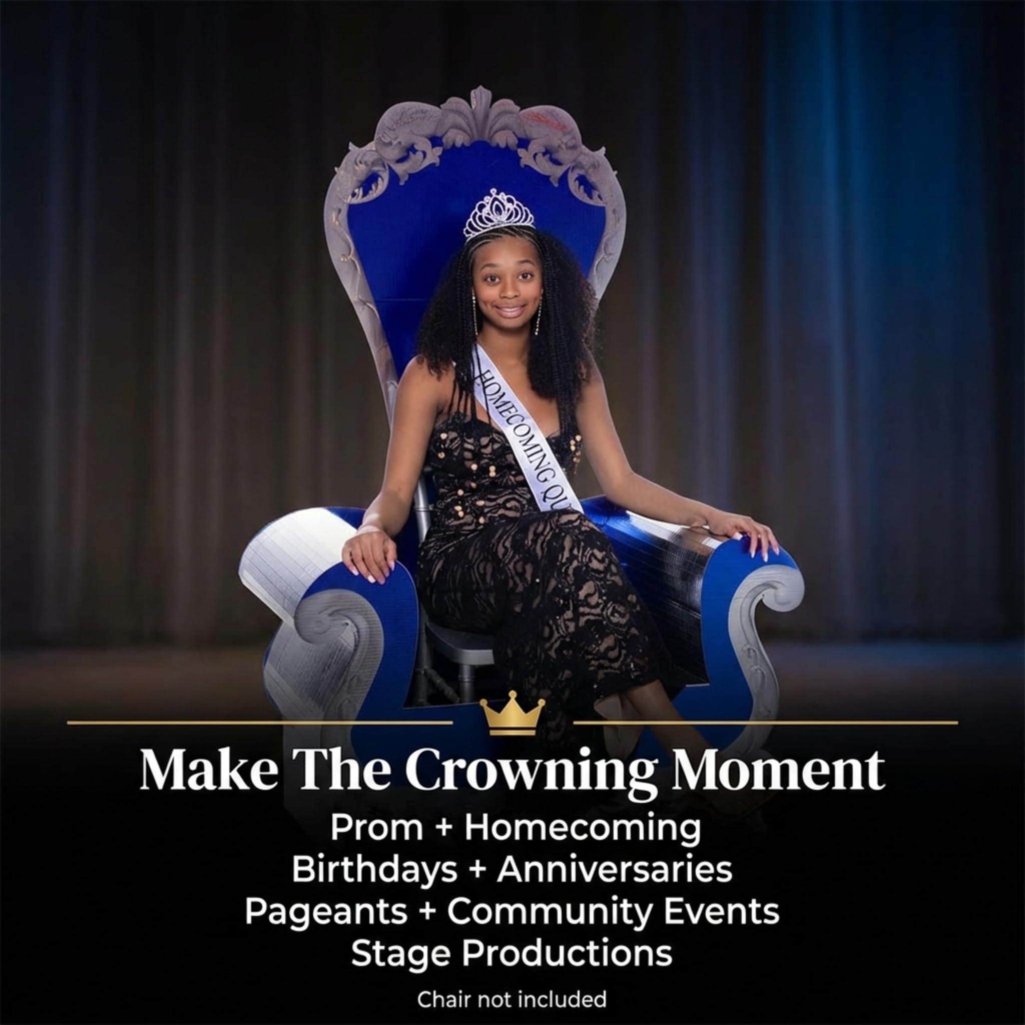 Anderson's Adult Blue Royalty Throne Kit, Coronation, Homecoming, Prom, Wedding, Birthday, Props, Photo Ops - Image 4