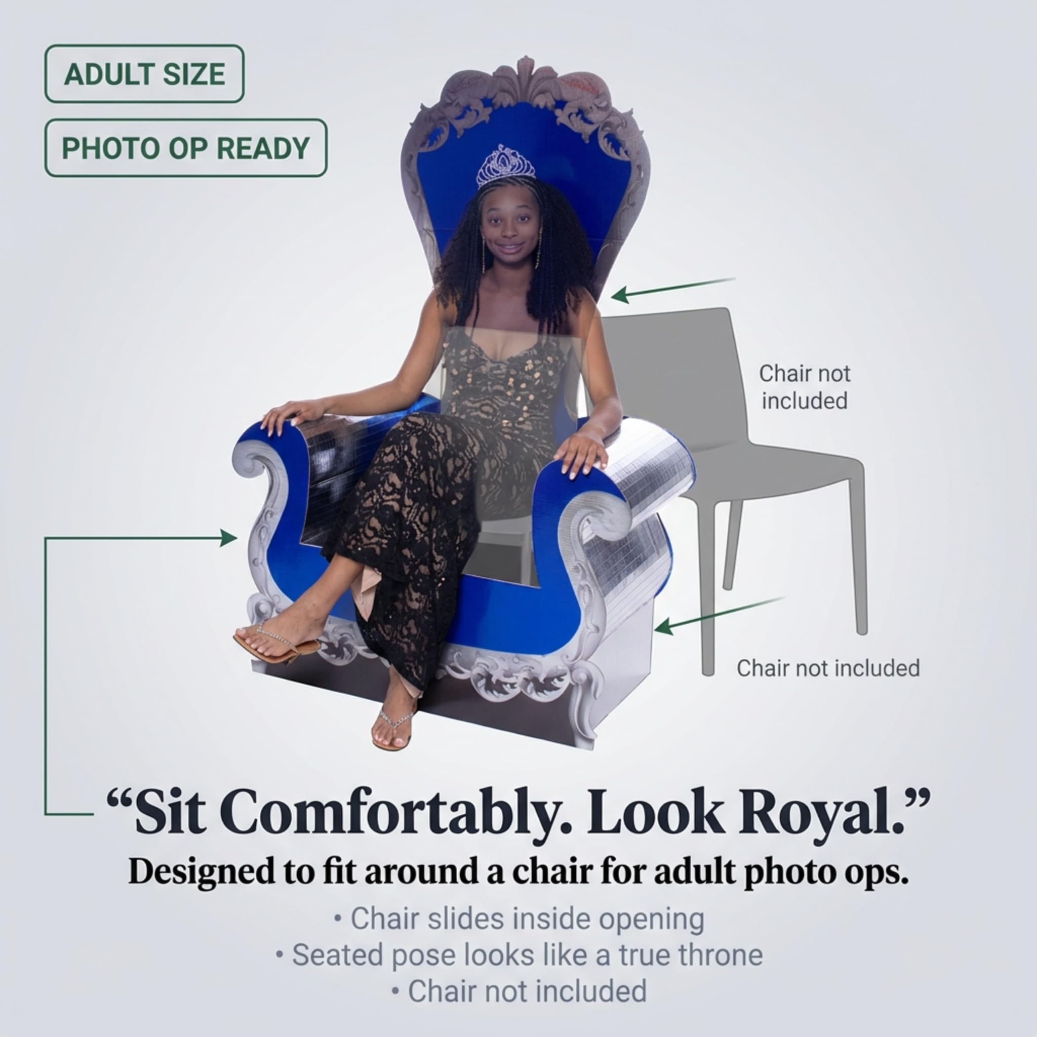 Anderson's Adult Blue Royalty Throne Kit, Coronation, Homecoming, Prom, Wedding, Birthday, Props, Photo Ops - Image 6