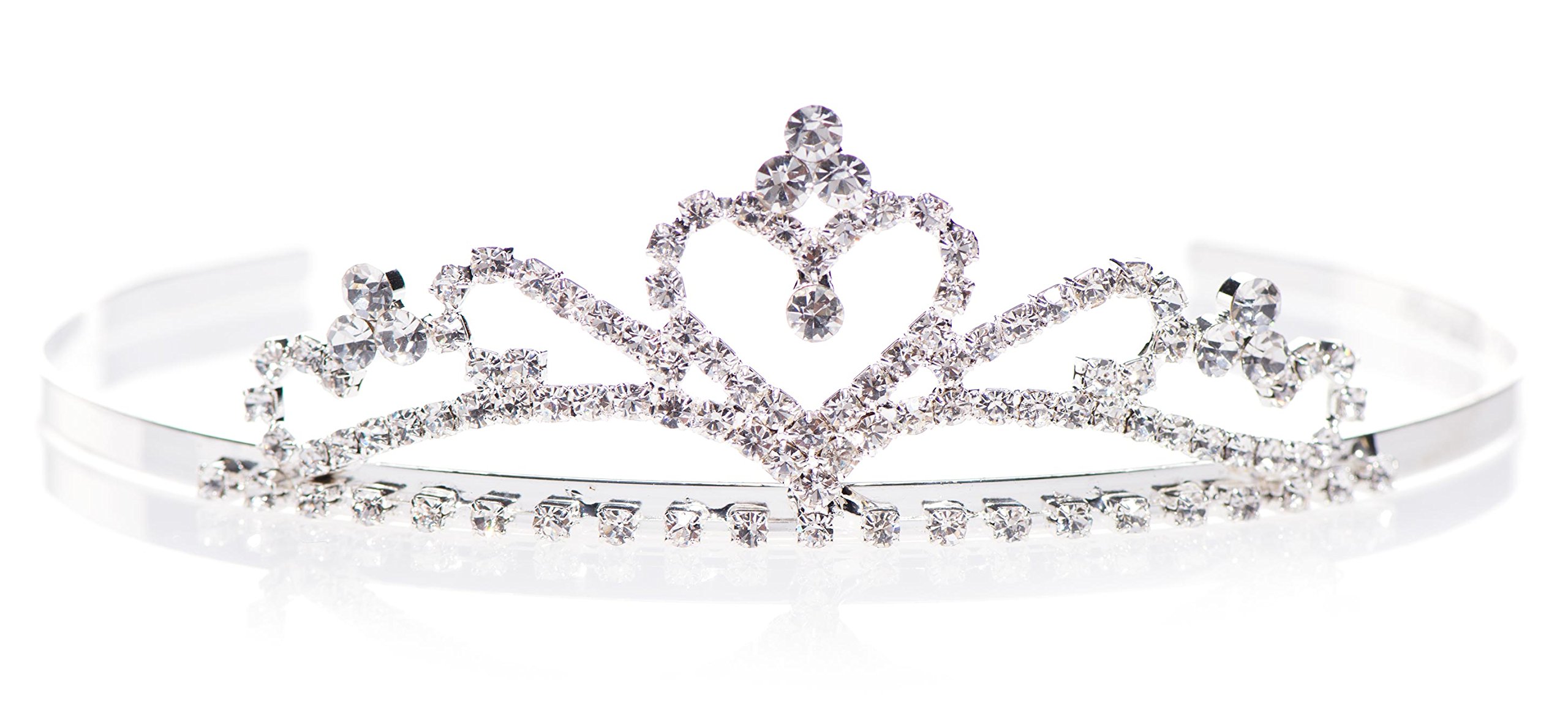 Anderson's Alisa Rhinestone Tiara, Sparkling 1.5-Inch Silver Crown with Heart & Orb Design, Clear Faux Diamonds, Adjustable Band & Comfort Combs, Perfect for Proms, Homecomings, Weddings, Pageants & Special Events