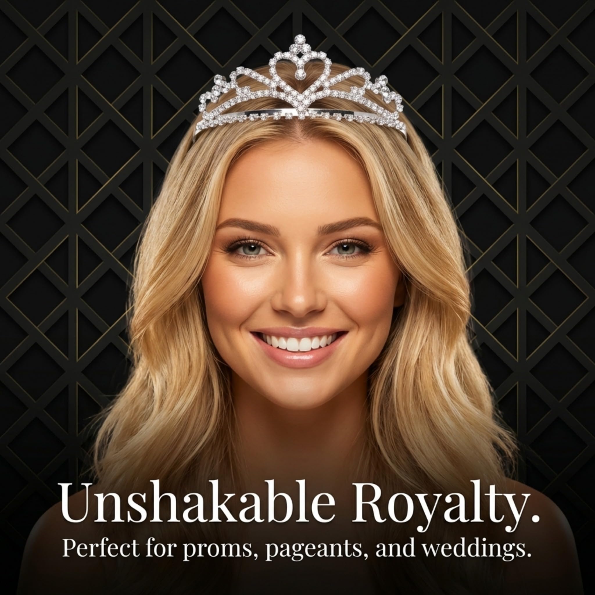 Anderson's Alisa Rhinestone Tiara, Sparkling 1.5-Inch Silver Crown with Heart & Orb Design, Clear Faux Diamonds, Adjustable Band & Comfort Combs, Perfect for Proms, Homecomings, Weddings, Pageants & Special Events - Image 2