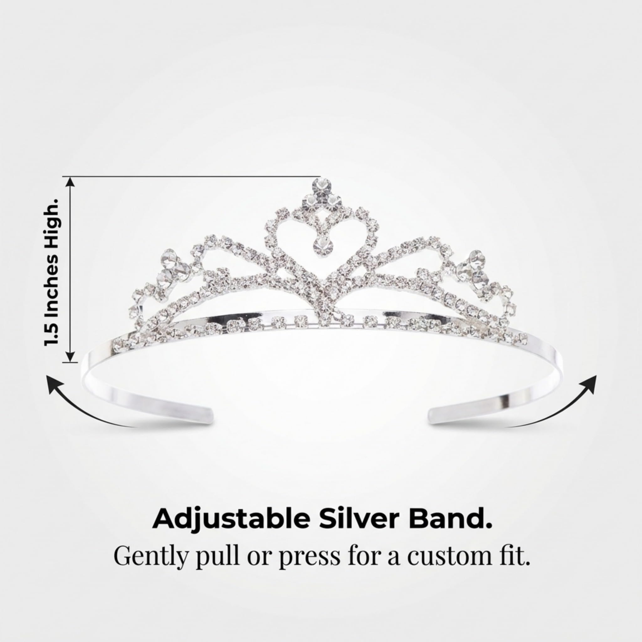 Anderson's Alisa Rhinestone Tiara, Sparkling 1.5-Inch Silver Crown with Heart & Orb Design, Clear Faux Diamonds, Adjustable Band & Comfort Combs, Perfect for Proms, Homecomings, Weddings, Pageants & Special Events - Image 4