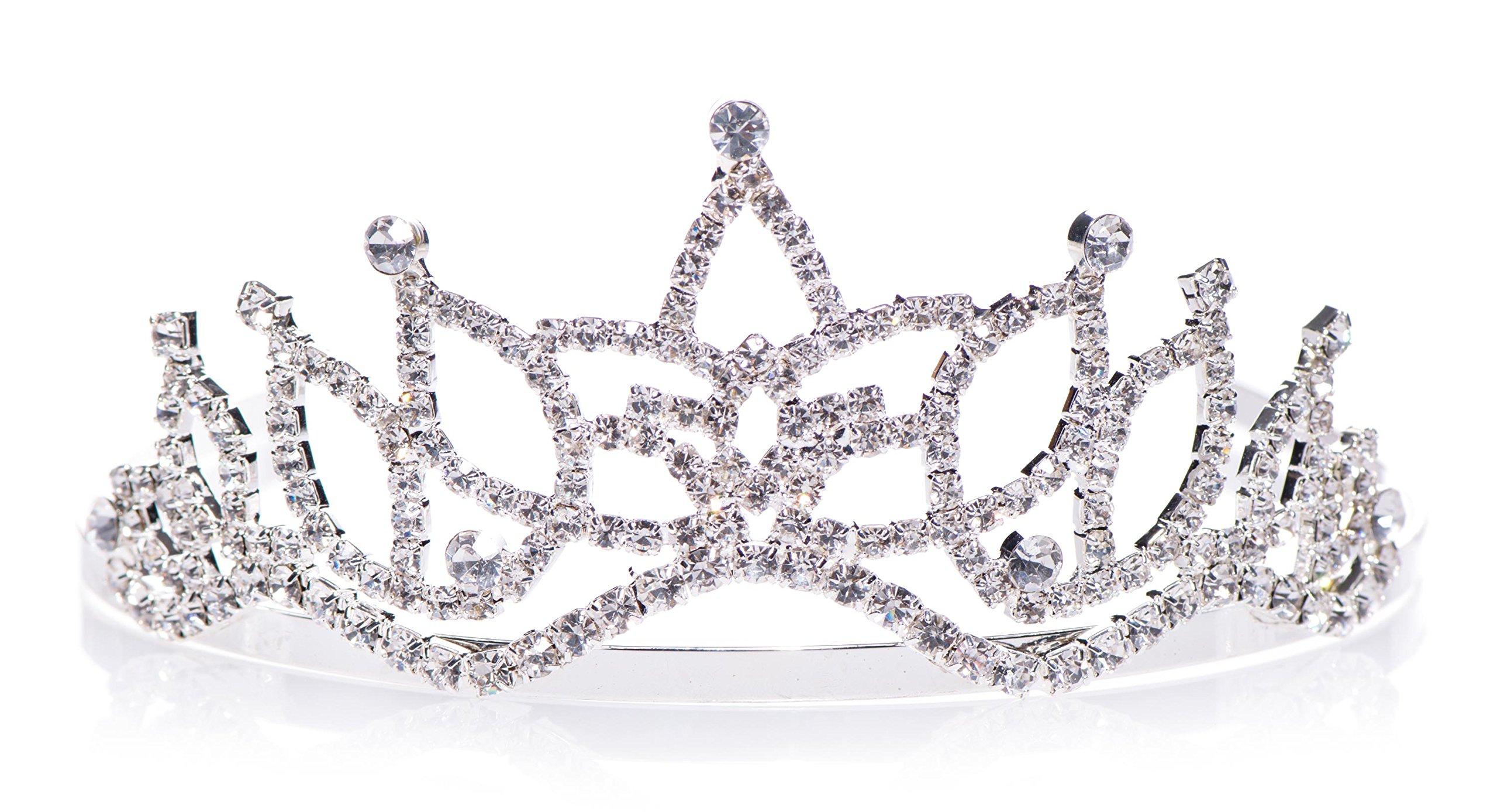 Anderson's Amara Rhinestone Tiara, Sparkling 2-Inch Silver Crown with Clear Faux Diamonds, Adjustable Band & Comfort Combs, Perfect for Proms, Homecomings, Weddings, Pageants & Special Events