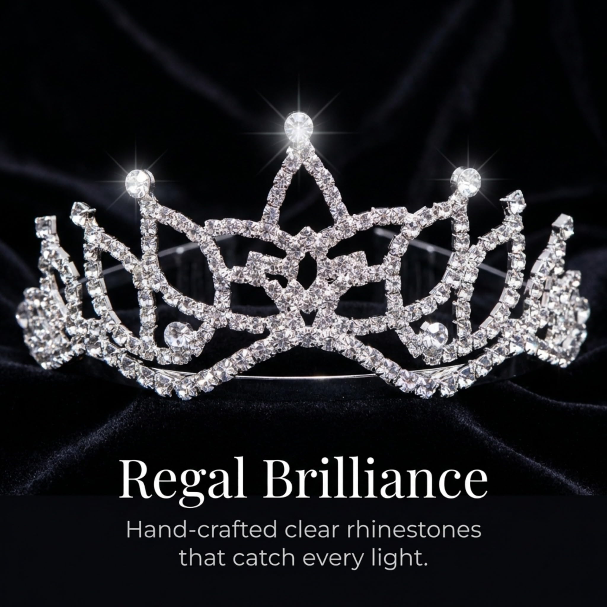 Anderson's Amara Rhinestone Tiara, Sparkling 2-Inch Silver Crown with Clear Faux Diamonds, Adjustable Band & Comfort Combs, Perfect for Proms, Homecomings, Weddings, Pageants & Special Events - Image 2