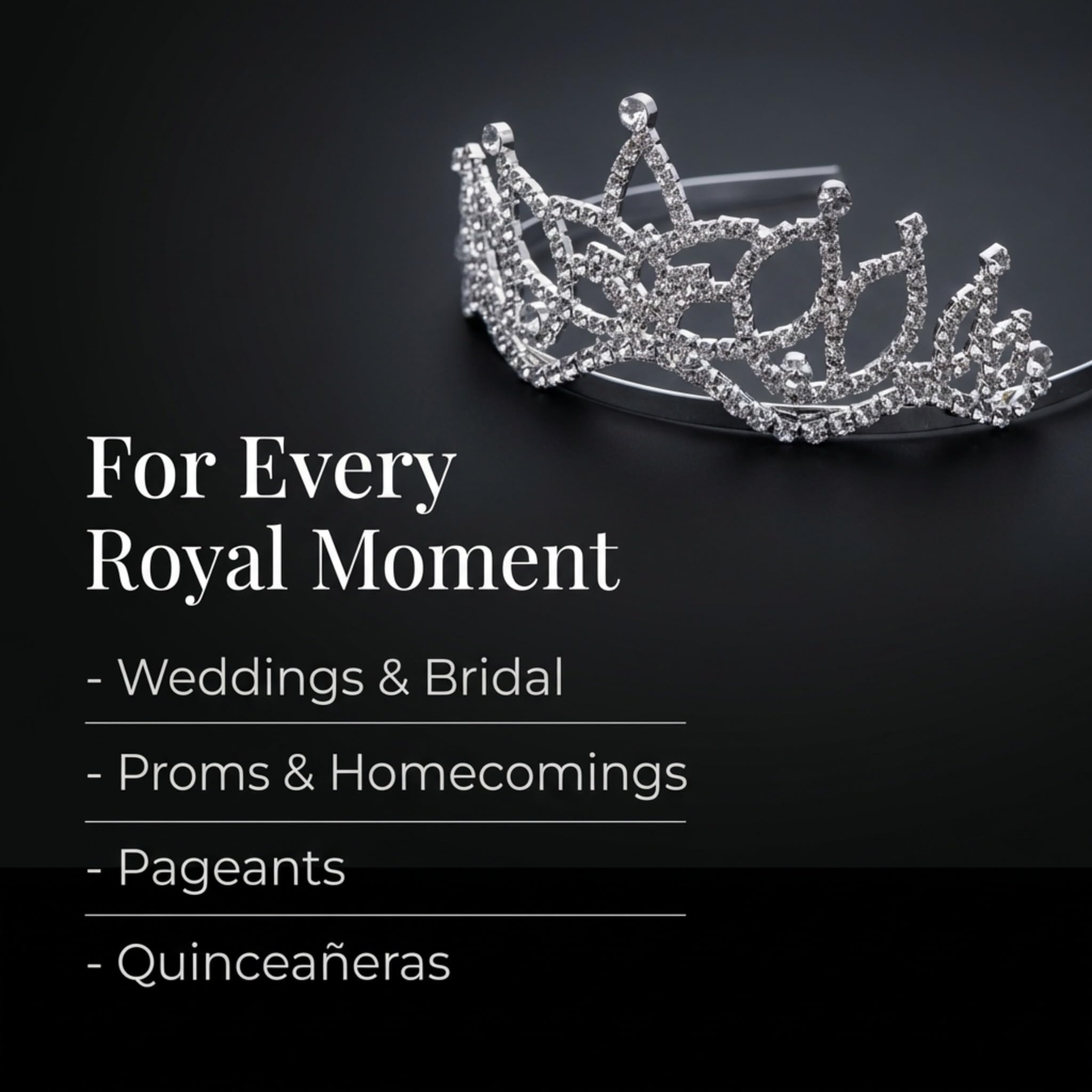 Anderson's Amara Rhinestone Tiara, Sparkling 2-Inch Silver Crown with Clear Faux Diamonds, Adjustable Band & Comfort Combs, Perfect for Proms, Homecomings, Weddings, Pageants & Special Events - Image 3