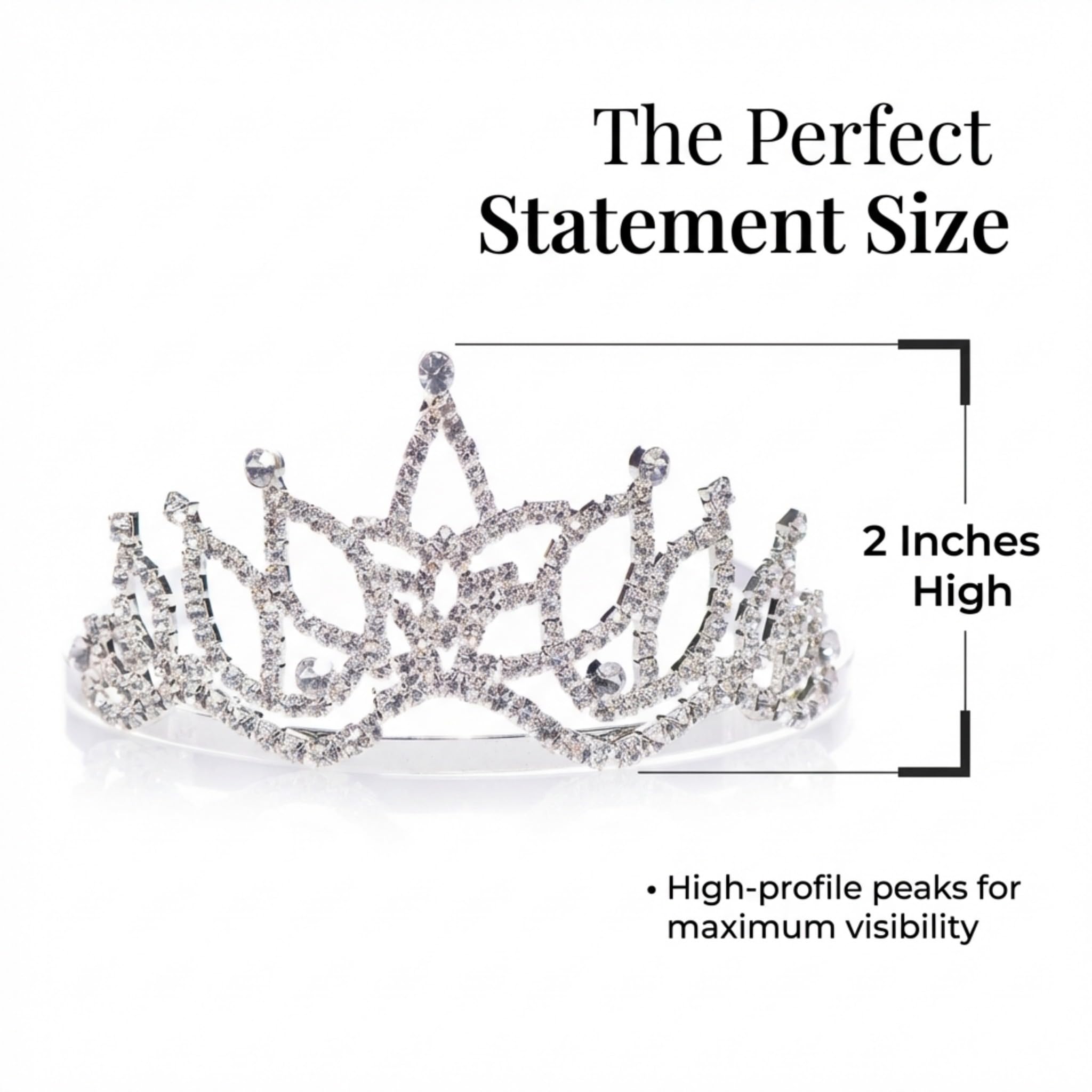 Anderson's Amara Rhinestone Tiara, Sparkling 2-Inch Silver Crown with Clear Faux Diamonds, Adjustable Band & Comfort Combs, Perfect for Proms, Homecomings, Weddings, Pageants & Special Events - Image 6