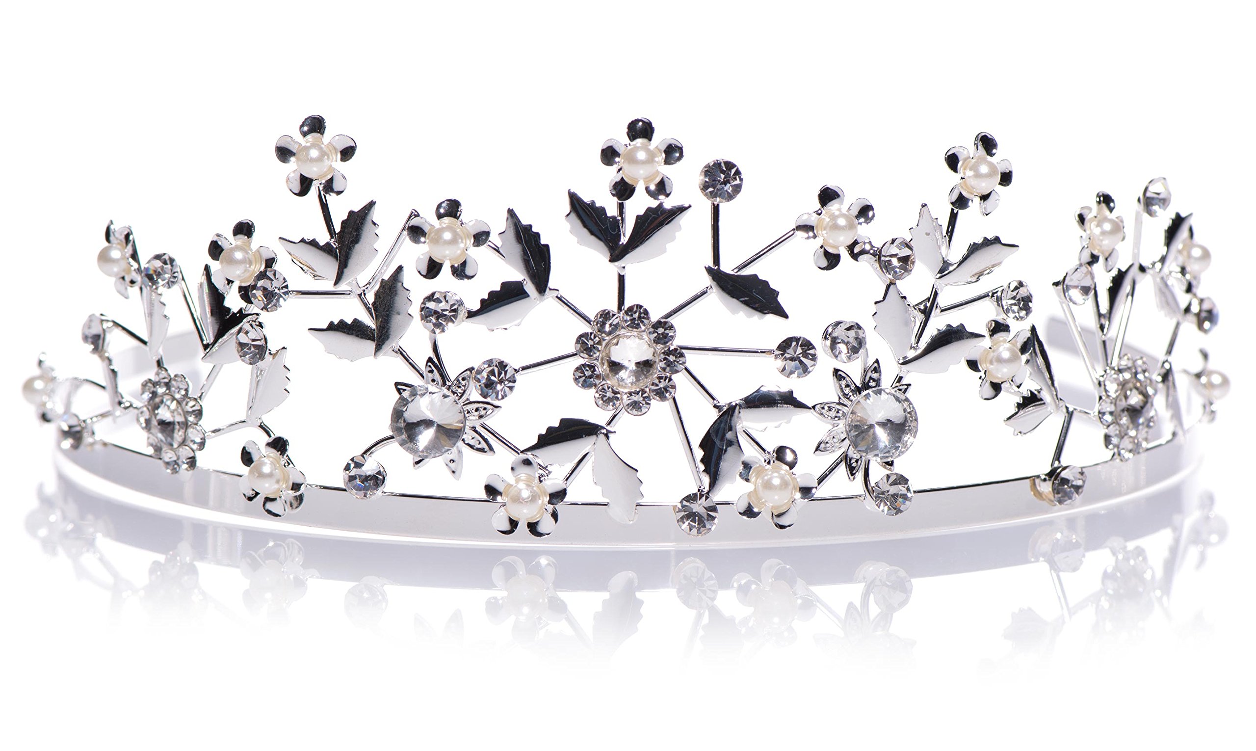 Anderson's Angelica Rhinestone Tiara, Sparkling 1.75-Inch Silver Crown with Clear Faux Diamonds, Adjustable Band & Comfort Combs, Perfect for Proms, Homecomings, Weddings, Pageants & Special Events