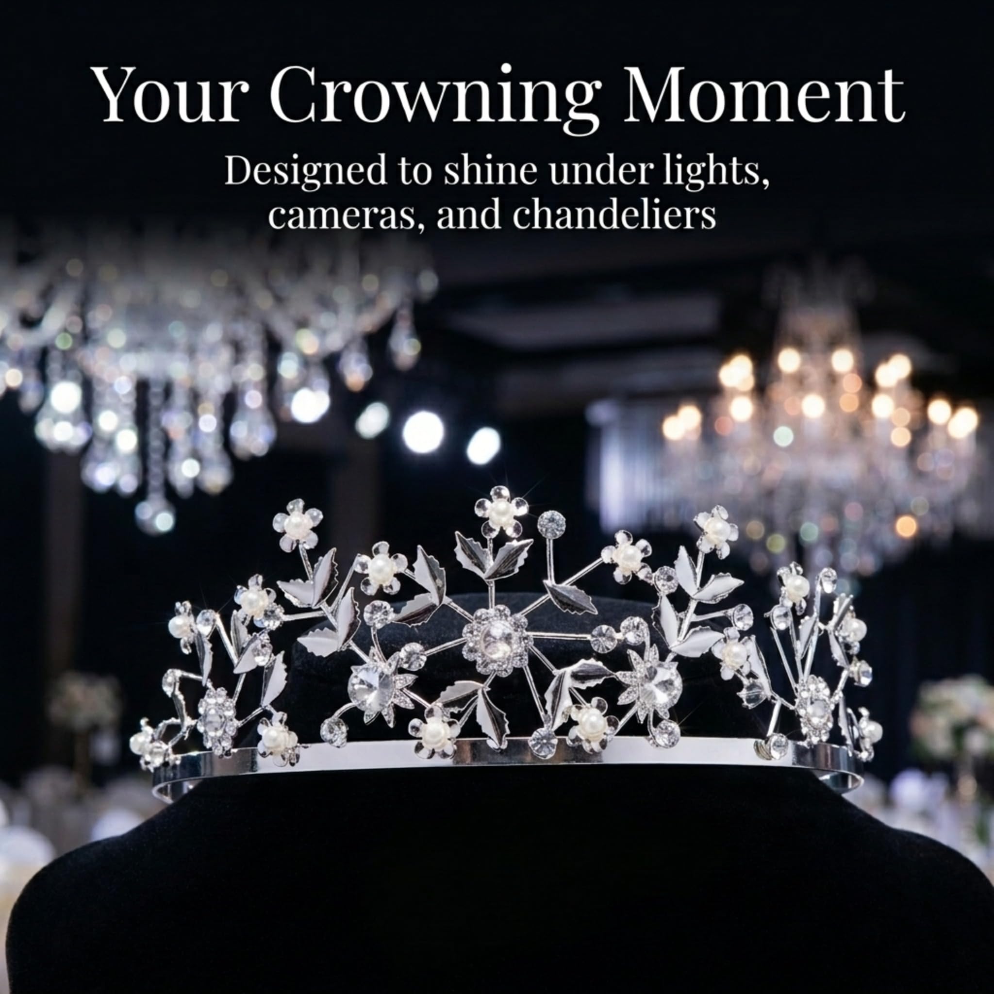 Anderson's Angelica Rhinestone Tiara, Sparkling 1.75-Inch Silver Crown with Clear Faux Diamonds, Adjustable Band & Comfort Combs, Perfect for Proms, Homecomings, Weddings, Pageants & Special Events - Image 4