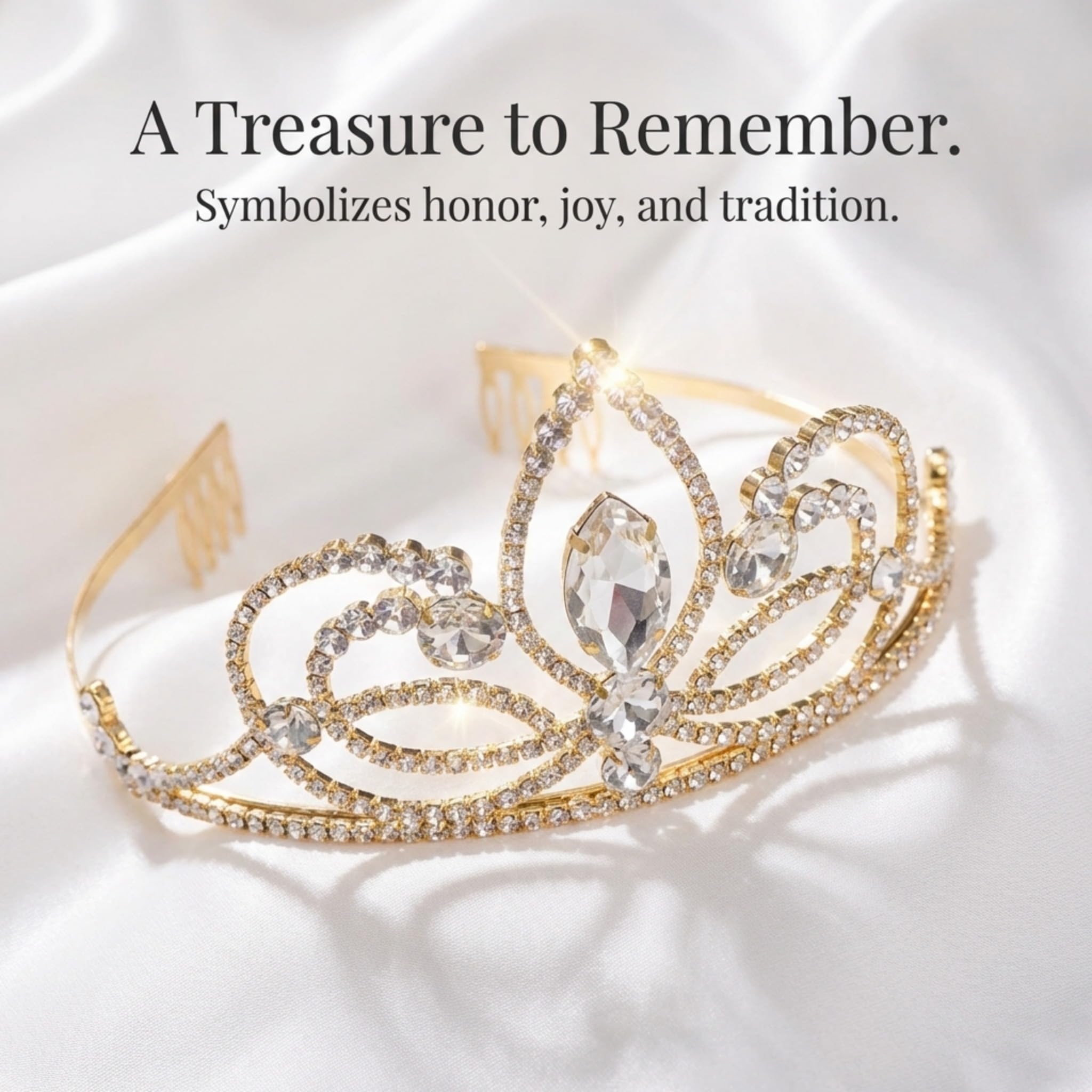 Anderson’s Ariana Rhinestone Tiara, 3 ¼ Inch Gold Metal Crown with Clear Faux Diamonds for Prom, Homecoming Queen, Wedding Bridal Party, Sweet 16, Quinceañera, Birthday, Pageant, Theater Costume Accessory - Image 4