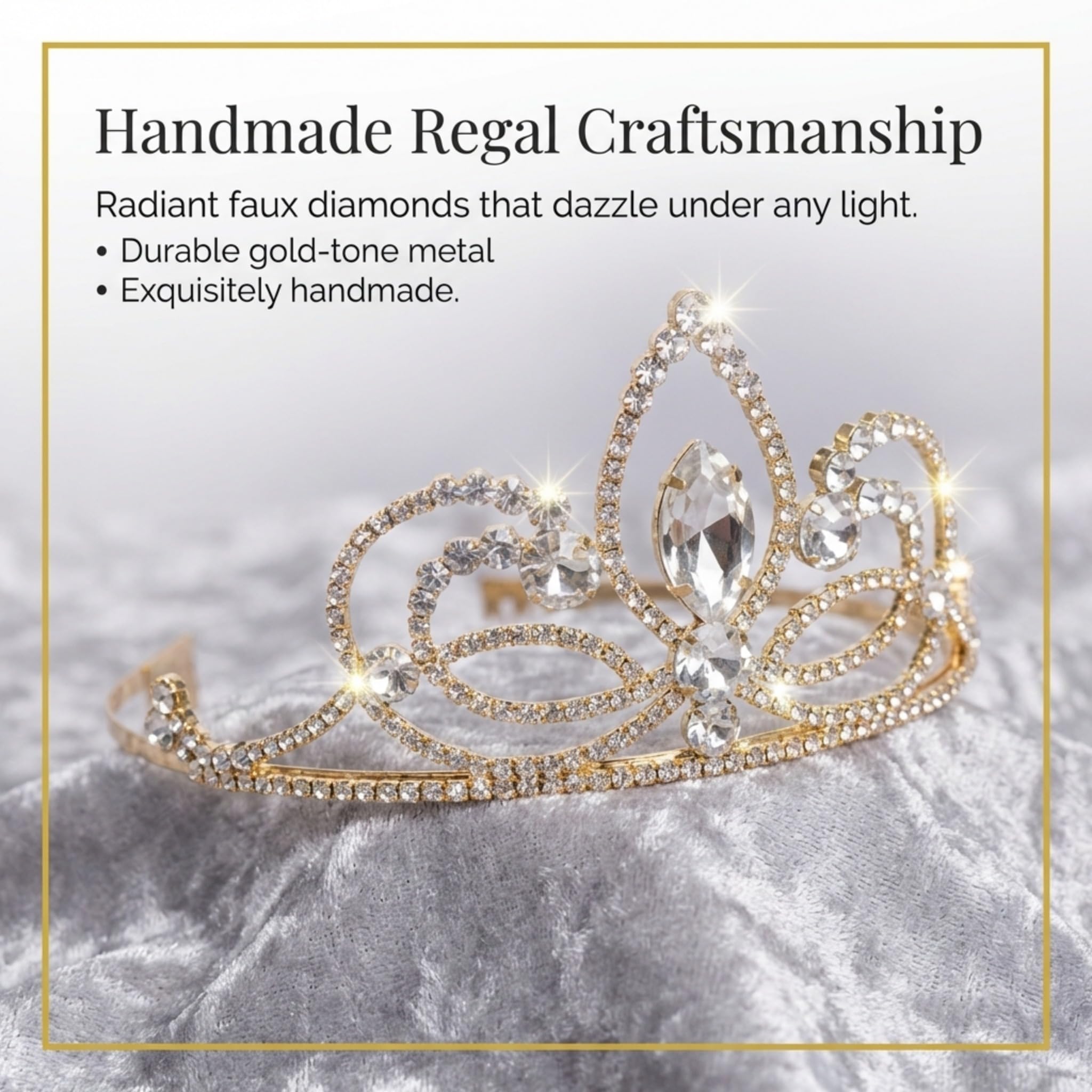 Anderson’s Ariana Rhinestone Tiara, 3 ¼ Inch Gold Metal Crown with Clear Faux Diamonds for Prom, Homecoming Queen, Wedding Bridal Party, Sweet 16, Quinceañera, Birthday, Pageant, Theater Costume Accessory - Image 5