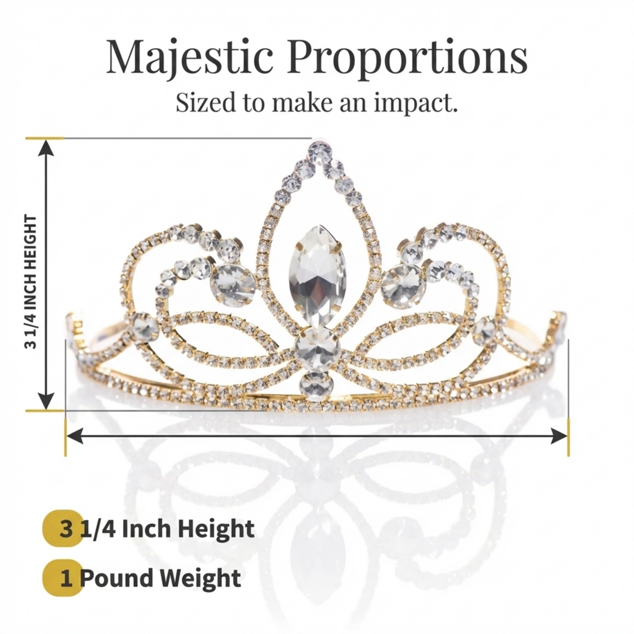 Anderson’s Ariana Rhinestone Tiara, 3 ¼ Inch Gold Metal Crown with Clear Faux Diamonds for Prom, Homecoming Queen, Wedding Bridal Party, Sweet 16, Quinceañera, Birthday, Pageant, Theater Costume Accessory - Image 6