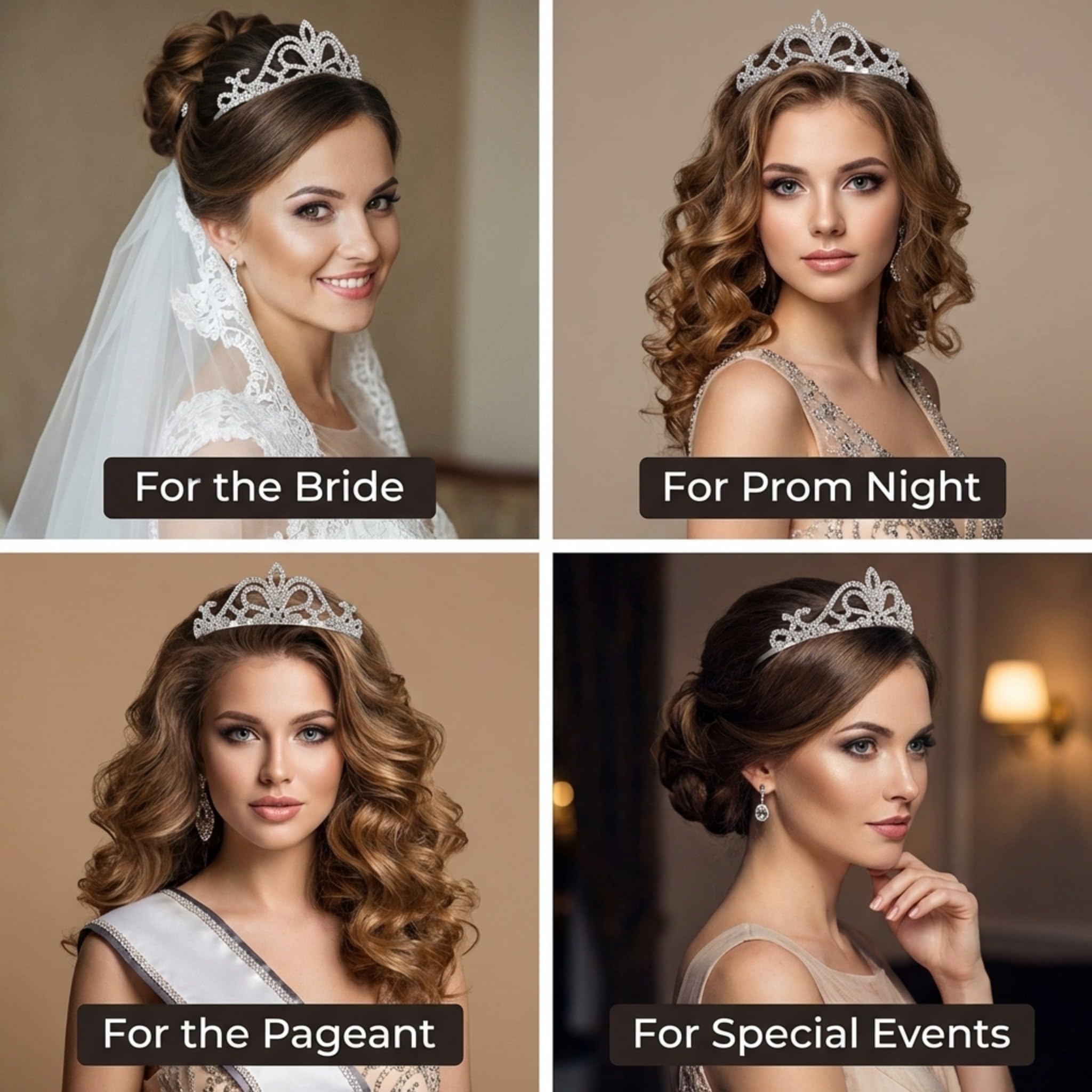 Anderson's Arilda Rhinestone Tiara, Sparkling 1.625-Inch Silver Crown with Clear Faux Diamonds, Adjustable Band & Comfort Combs, Perfect for Proms, Homecomings, Weddings, Pageants & Special Events - Image 2