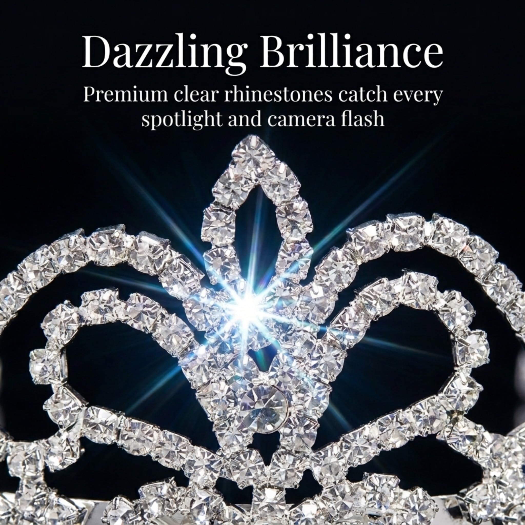 Anderson's Arilda Rhinestone Tiara, Sparkling 1.625-Inch Silver Crown with Clear Faux Diamonds, Adjustable Band & Comfort Combs, Perfect for Proms, Homecomings, Weddings, Pageants & Special Events - Image 4