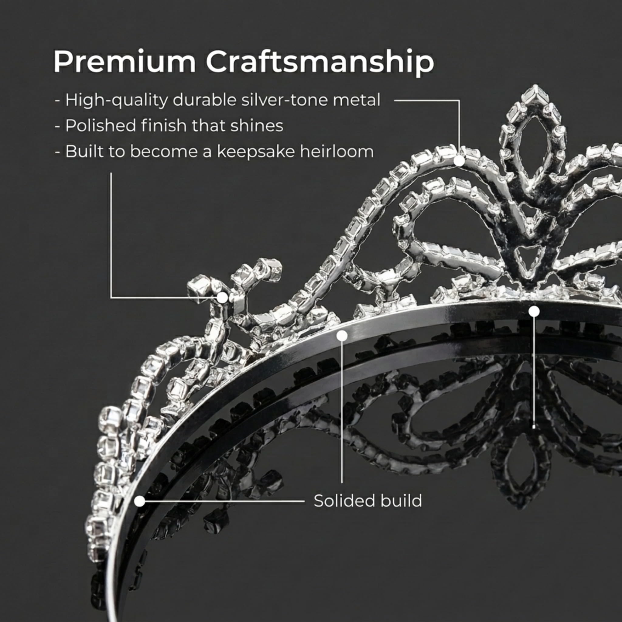 Anderson's Arilda Rhinestone Tiara, Sparkling 1.625-Inch Silver Crown with Clear Faux Diamonds, Adjustable Band & Comfort Combs, Perfect for Proms, Homecomings, Weddings, Pageants & Special Events - Image 5