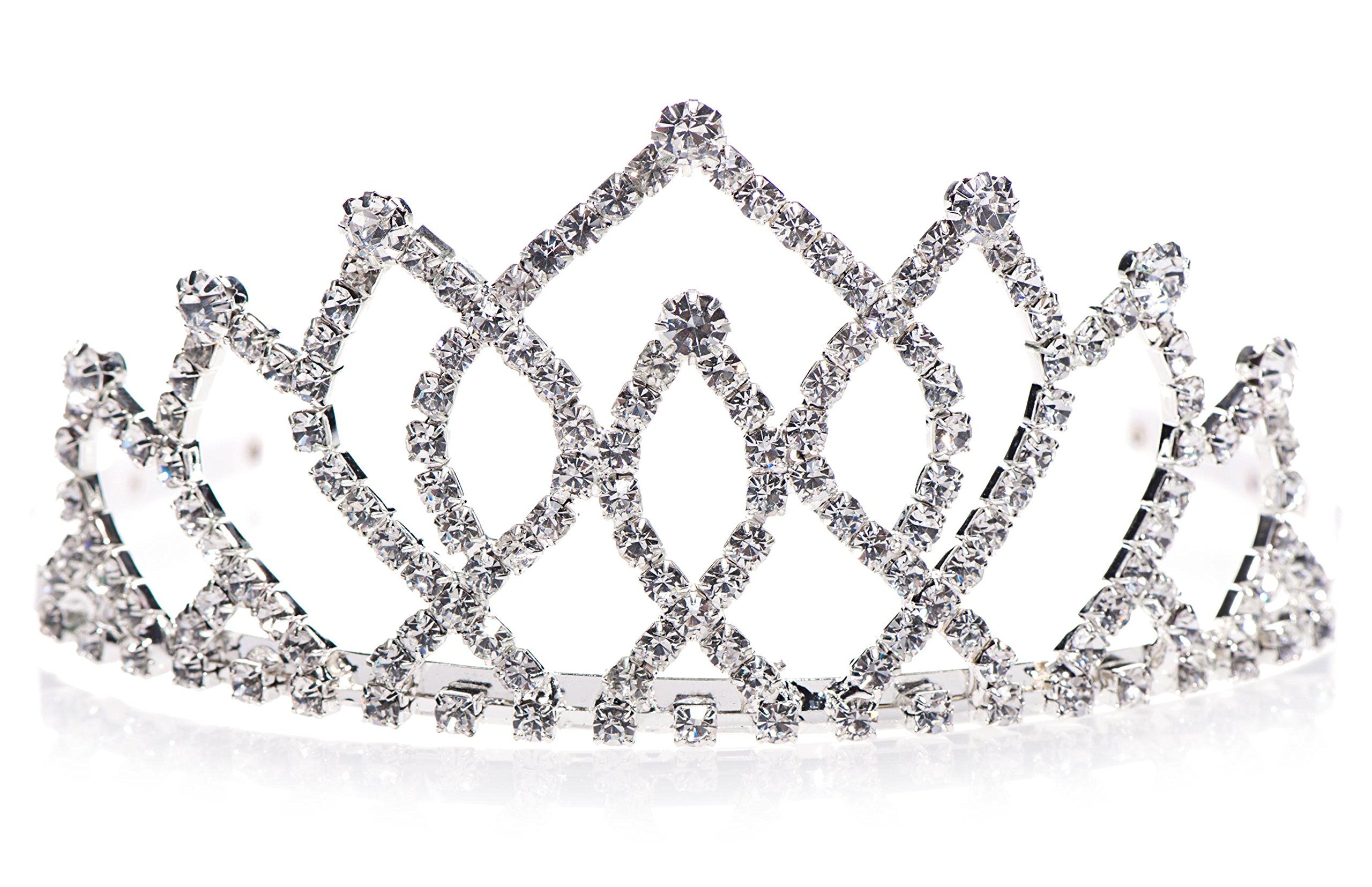 Anderson's Armande Rhinestone Tiara, Sparkling 225-Inch Silver Crown with Interlocking Clear Faux Diamonds, Adjustable Band & Comfort Combs, Perfect for Proms, Homecomings, Weddings, Pageants & Special Events