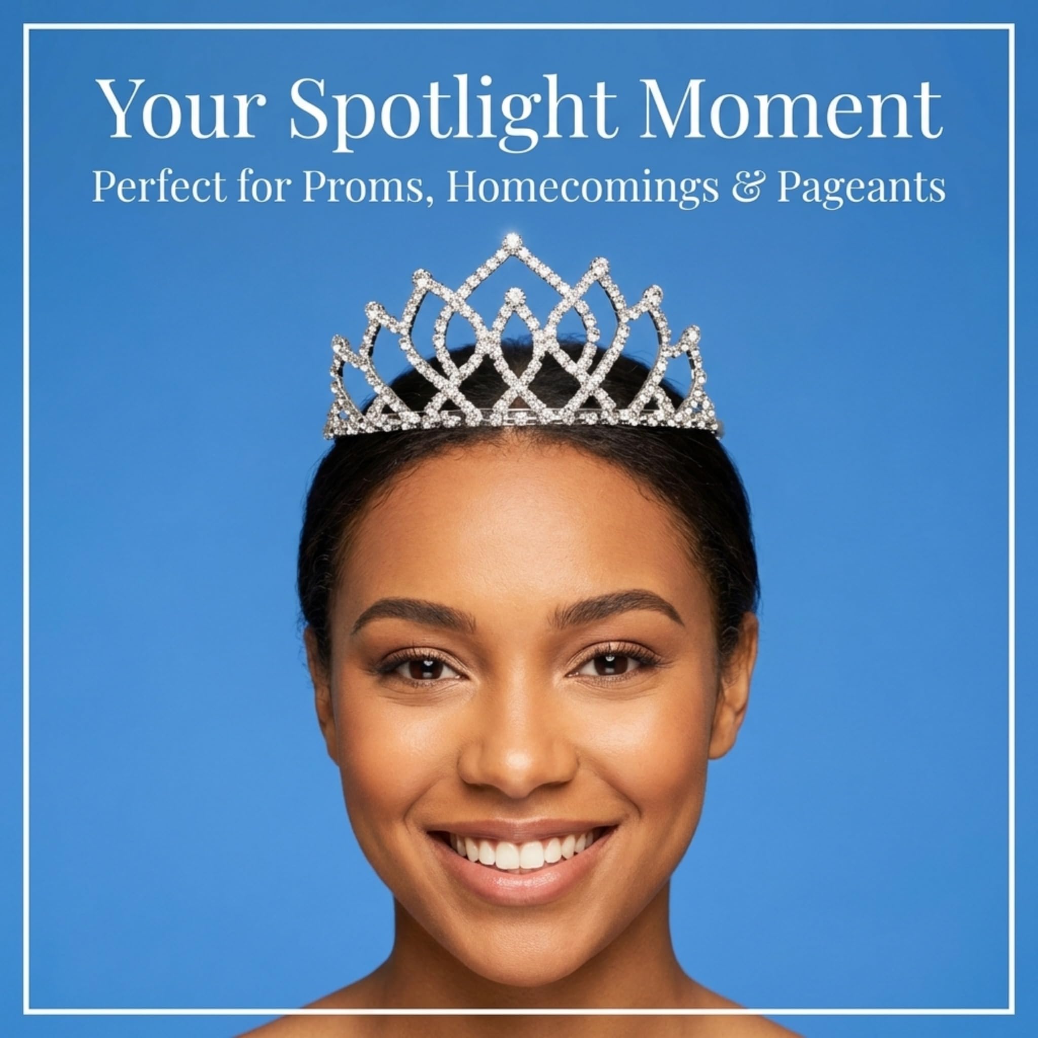 Anderson's Armande Rhinestone Tiara, Sparkling 225-Inch Silver Crown with Interlocking Clear Faux Diamonds, Adjustable Band & Comfort Combs, Perfect for Proms, Homecomings, Weddings, Pageants & Special Events - Image 2