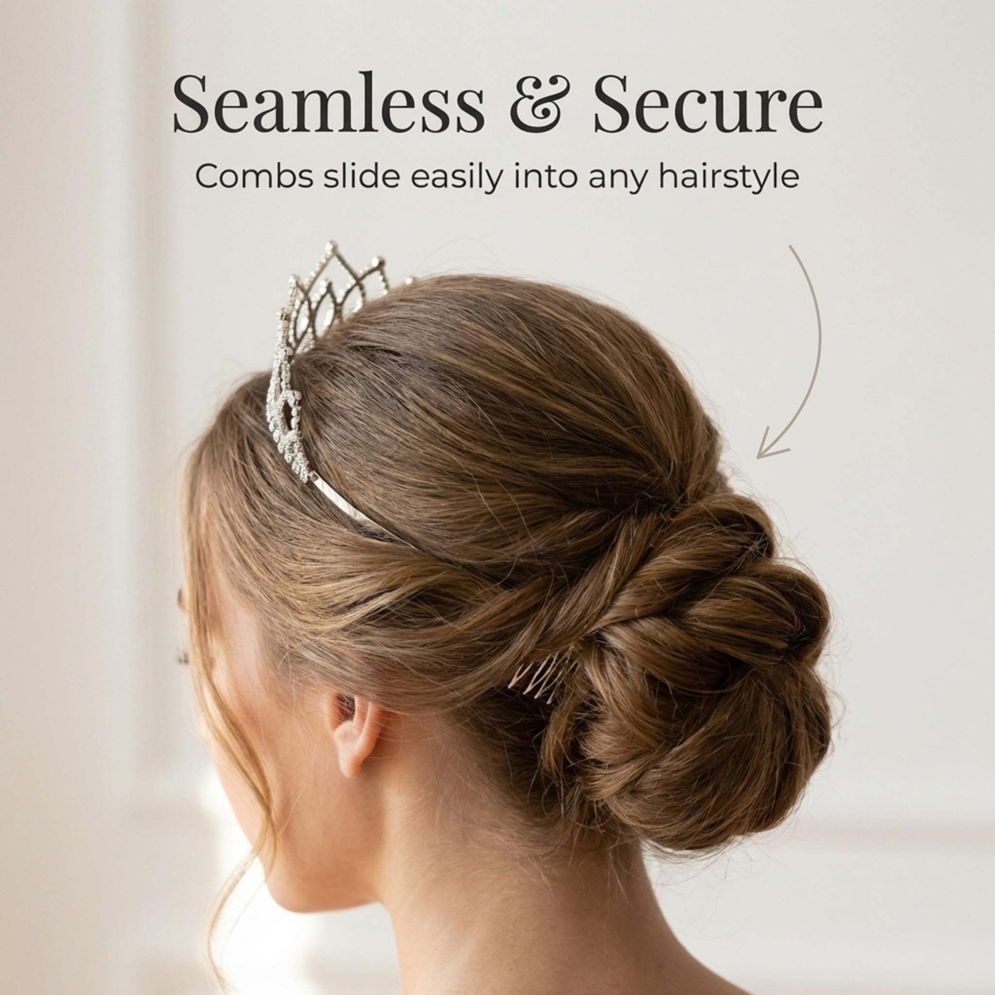 Anderson's Armande Rhinestone Tiara, Sparkling 225-Inch Silver Crown with Interlocking Clear Faux Diamonds, Adjustable Band & Comfort Combs, Perfect for Proms, Homecomings, Weddings, Pageants & Special Events - Image 3