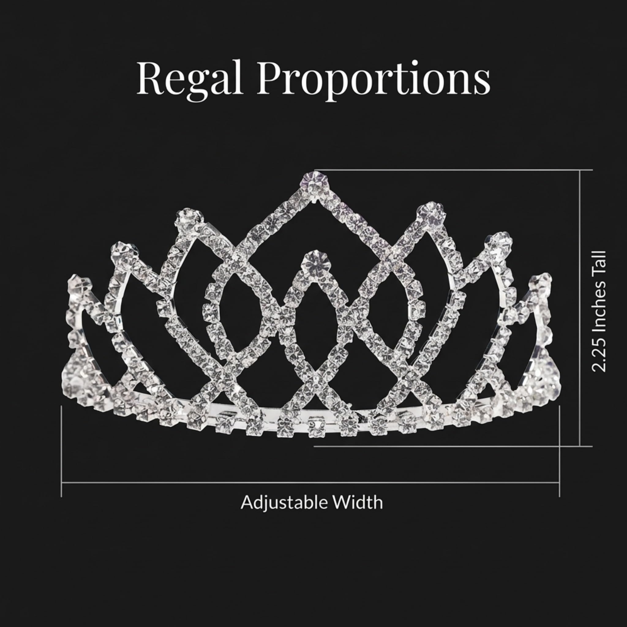 Anderson's Armande Rhinestone Tiara, Sparkling 225-Inch Silver Crown with Interlocking Clear Faux Diamonds, Adjustable Band & Comfort Combs, Perfect for Proms, Homecomings, Weddings, Pageants & Special Events - Image 4