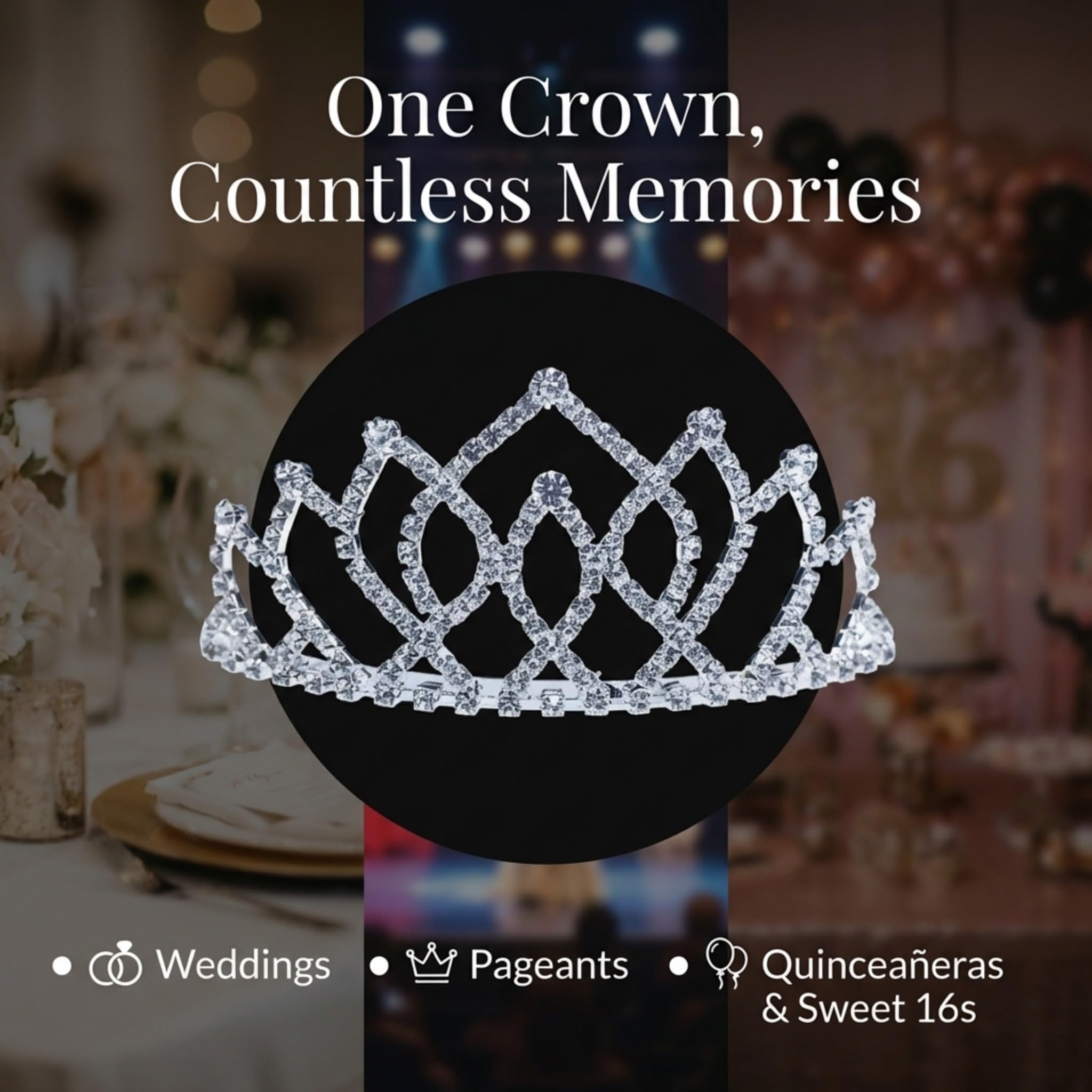 Anderson's Armande Rhinestone Tiara, Sparkling 225-Inch Silver Crown with Interlocking Clear Faux Diamonds, Adjustable Band & Comfort Combs, Perfect for Proms, Homecomings, Weddings, Pageants & Special Events - Image 5