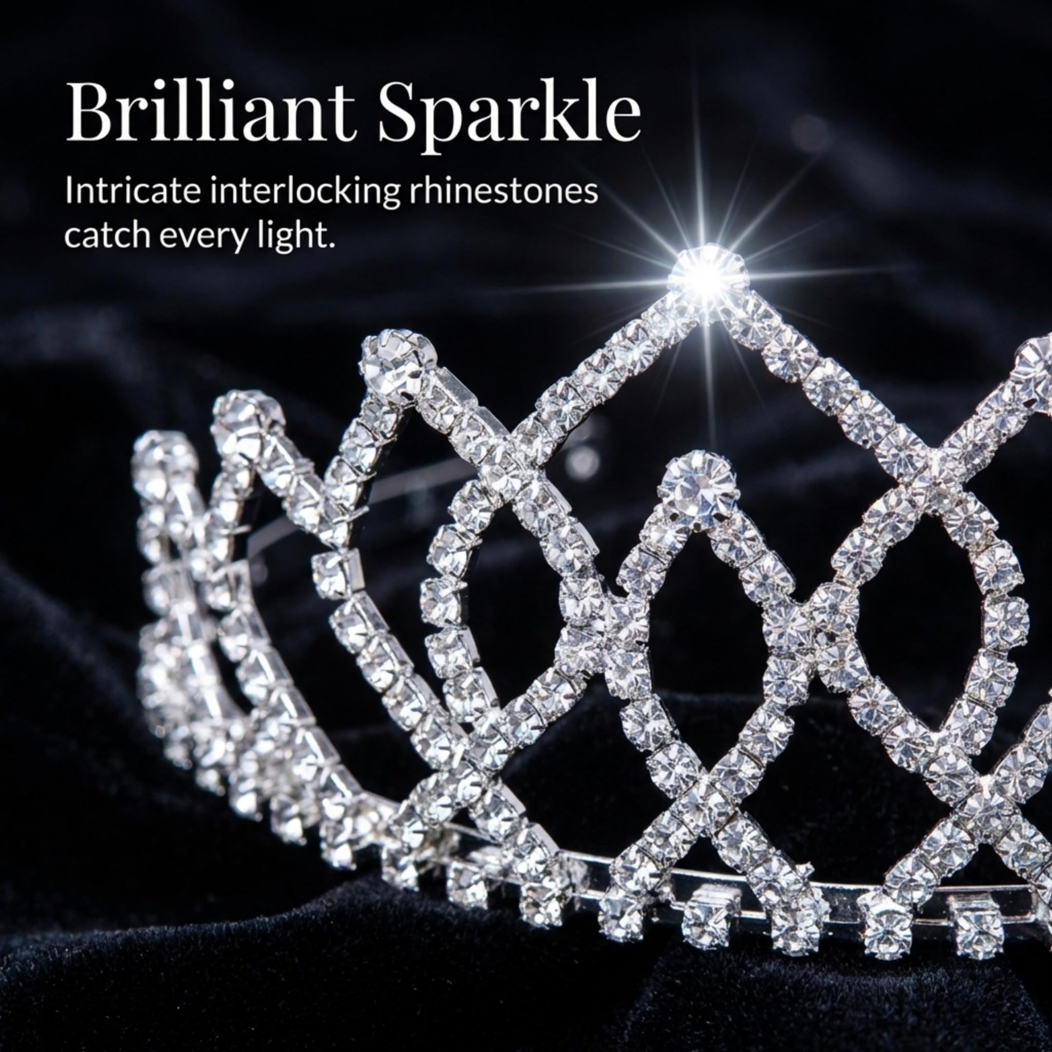 Anderson's Armande Rhinestone Tiara, Sparkling 225-Inch Silver Crown with Interlocking Clear Faux Diamonds, Adjustable Band & Comfort Combs, Perfect for Proms, Homecomings, Weddings, Pageants & Special Events - Image 7