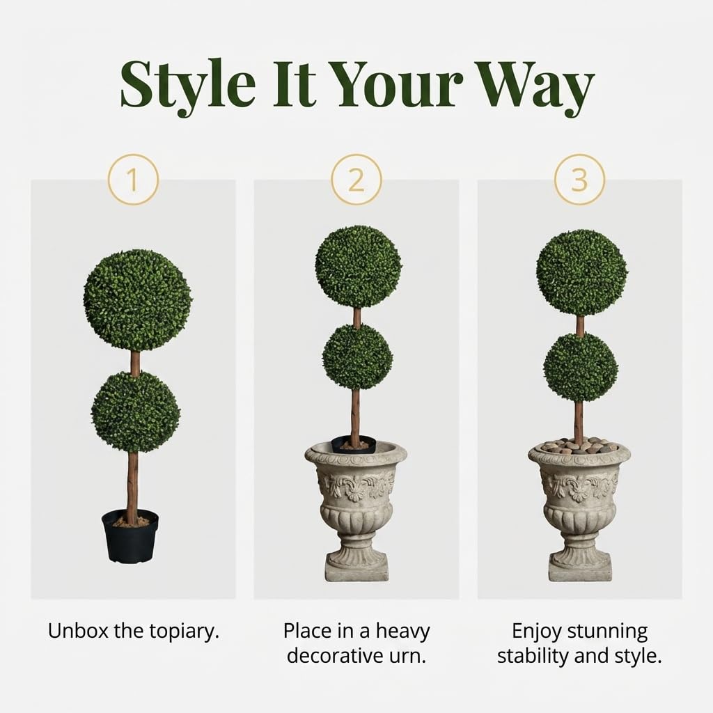 Anderson's Artificial Boxwood Double Topiary Tree 36 Inches Tall - Image 4