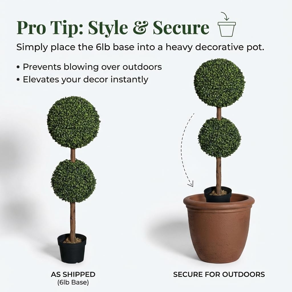 Anderson's Artificial Boxwood Double Topiary Tree 36 Inches Tall - Image 7